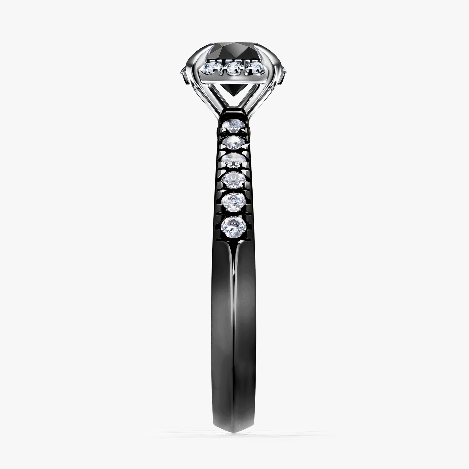 Pierścionek zaręczynowy My Princess z czarnego złota z czarnym diamentem 0,76ct