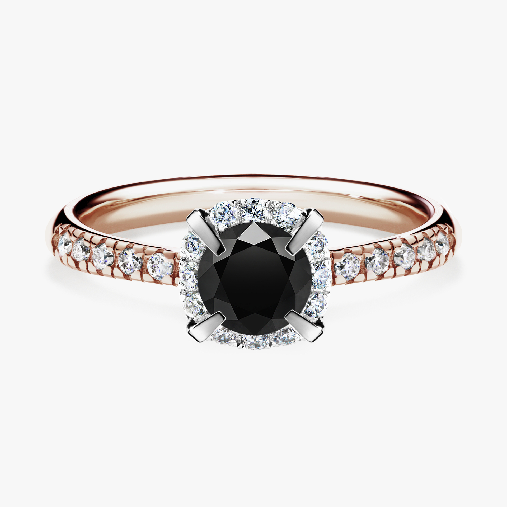 Pierścionek zaręczynowy My Princess z różowego złota z czarnym diamentem 0,76ct