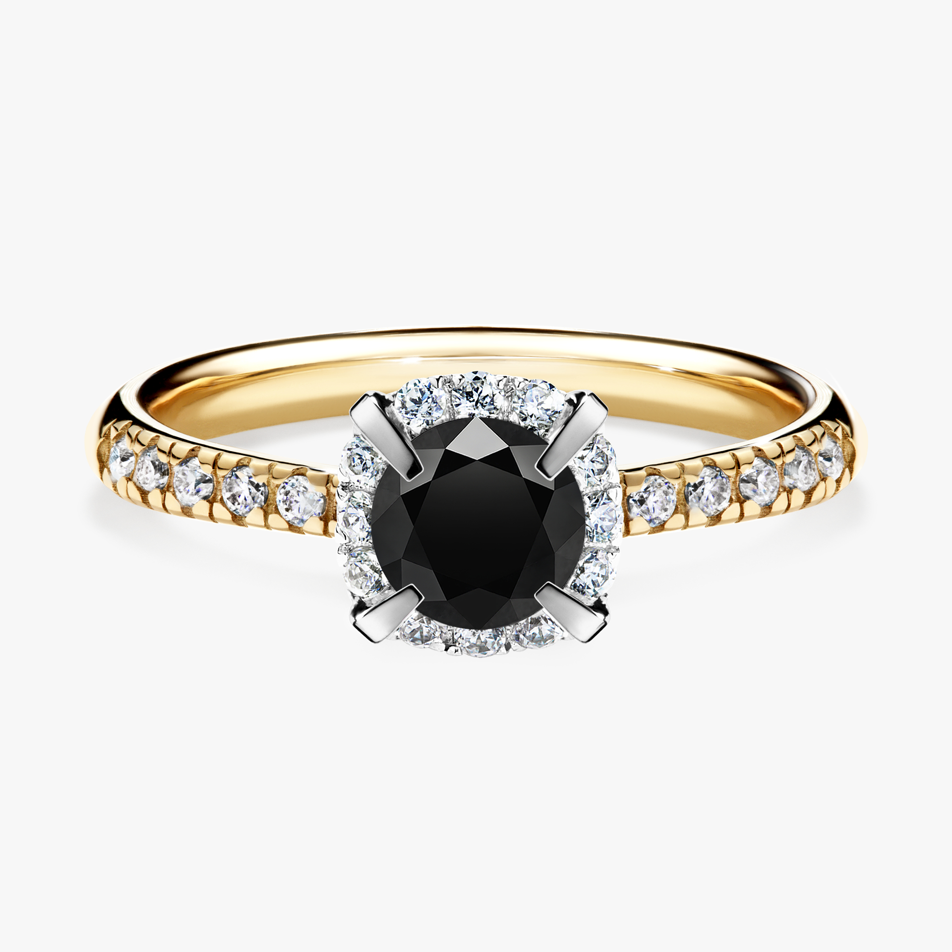 Pierścionek zaręczynowy My Princess z żółtego złota z czarnym diamentem 0,76ct