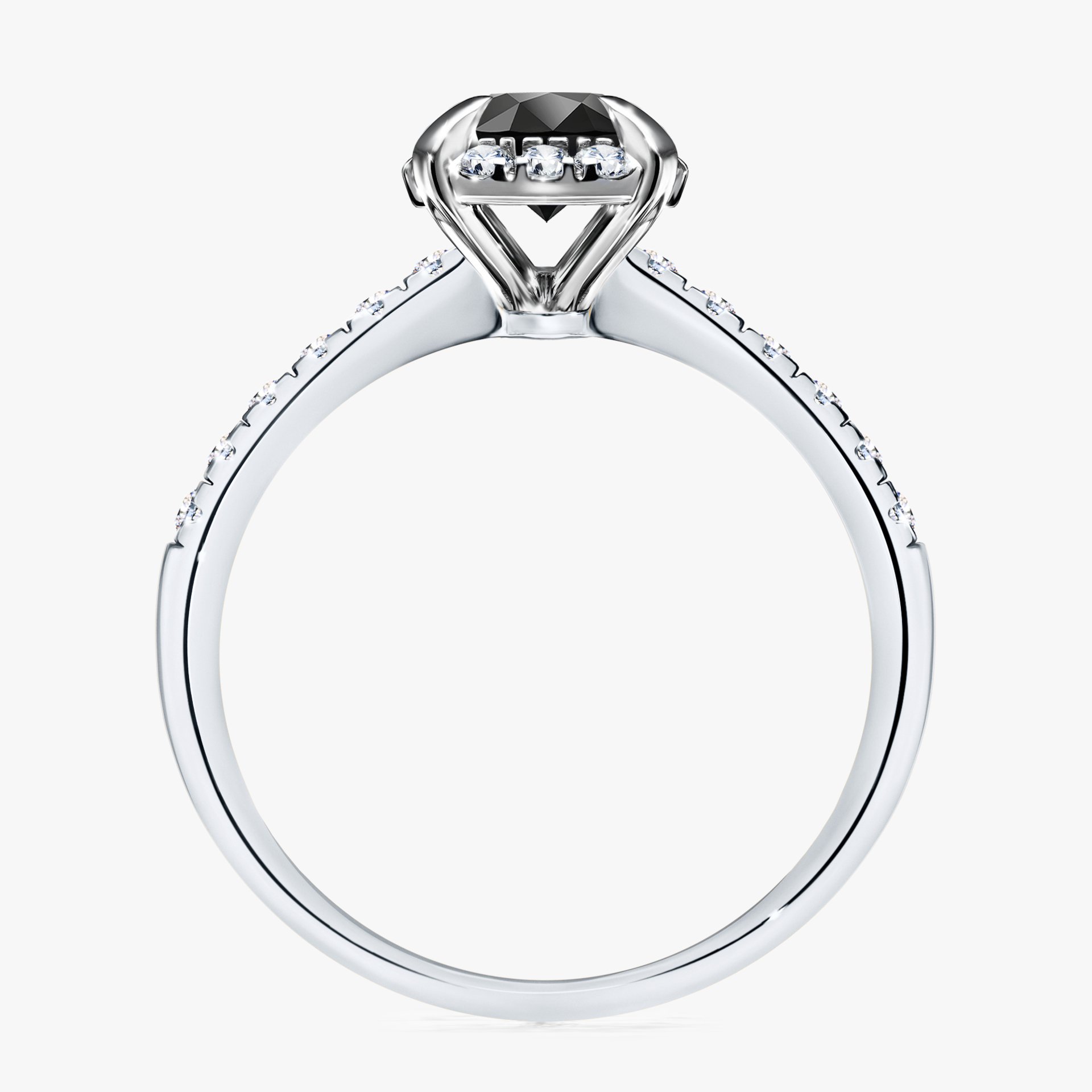 Pierścionek zaręczynowy My Princess z białego złota z czarnym diamentem 1,18ct