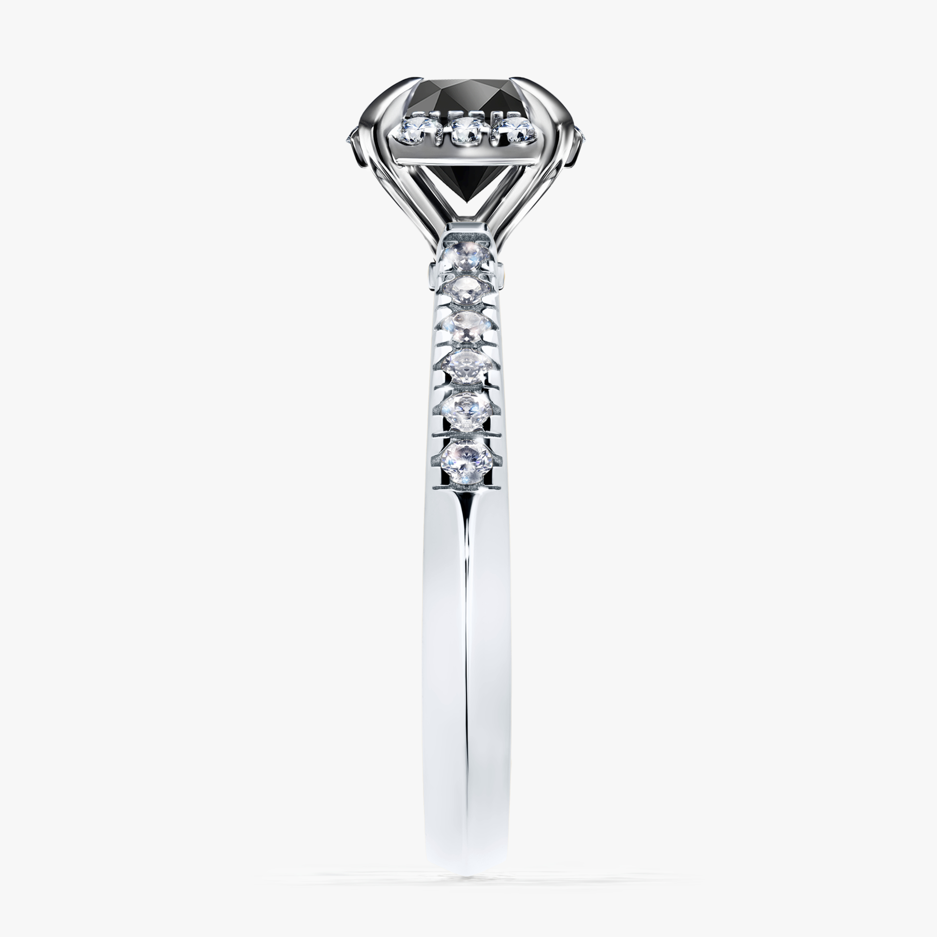 Pierścionek zaręczynowy My Princess z białego złota z czarnym diamentem 1,18ct