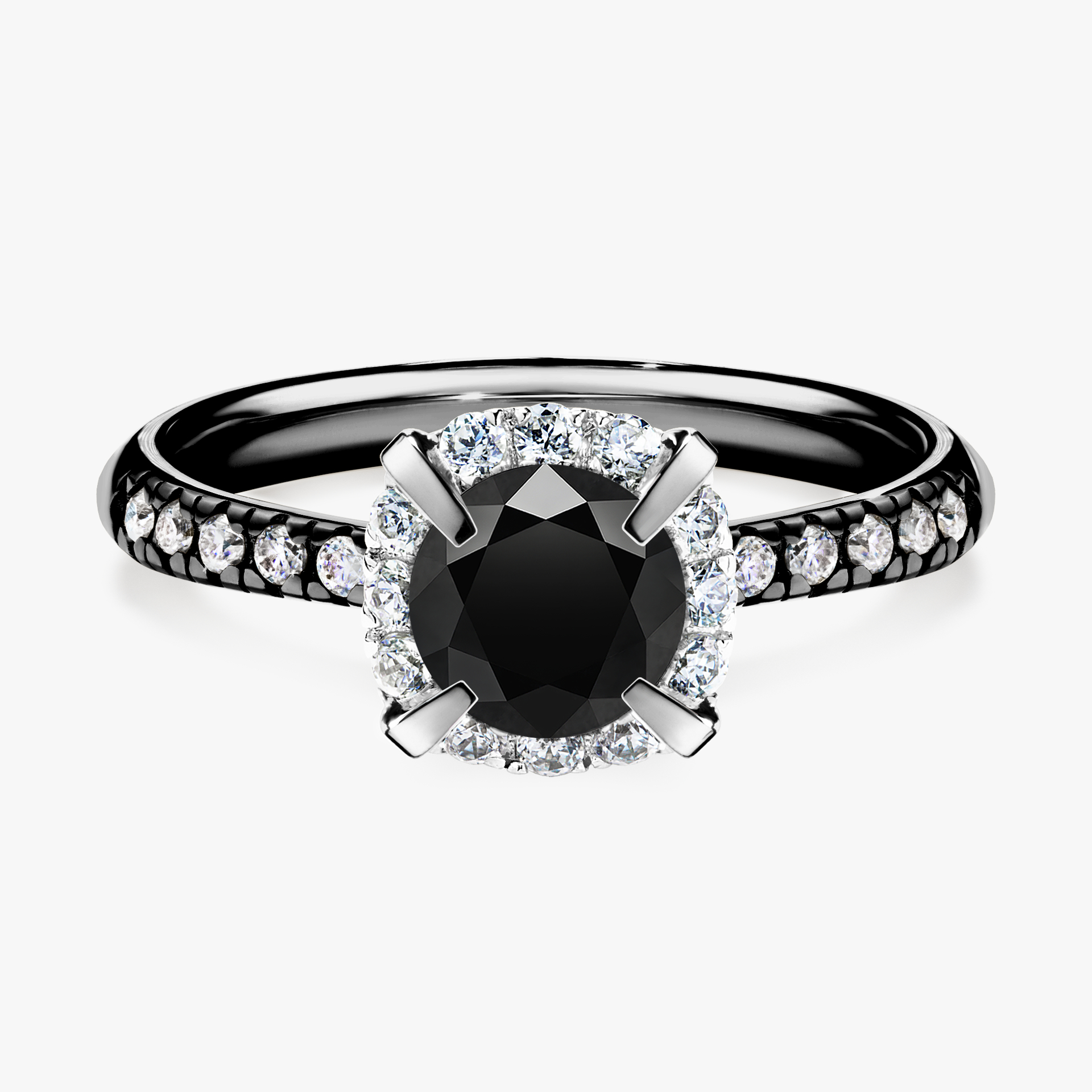 Pierścionek zaręczynowy My Princess z czarnego złota z czarnym diamentem 1,18ct