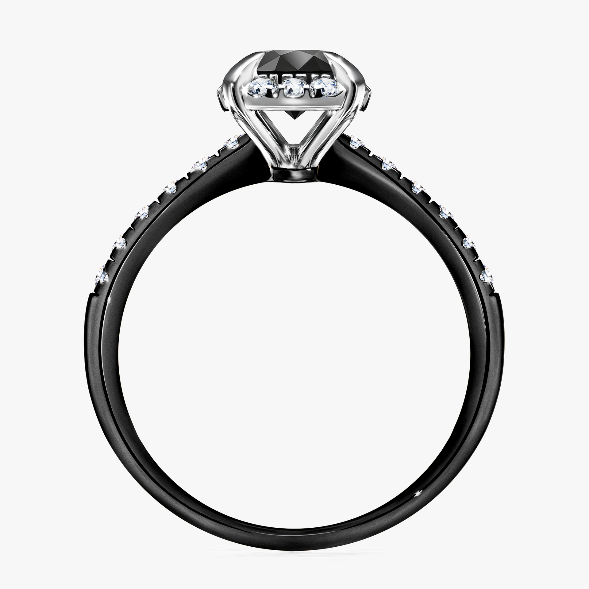 Pierścionek zaręczynowy My Princess z czarnego złota z czarnym diamentem 1,18ct