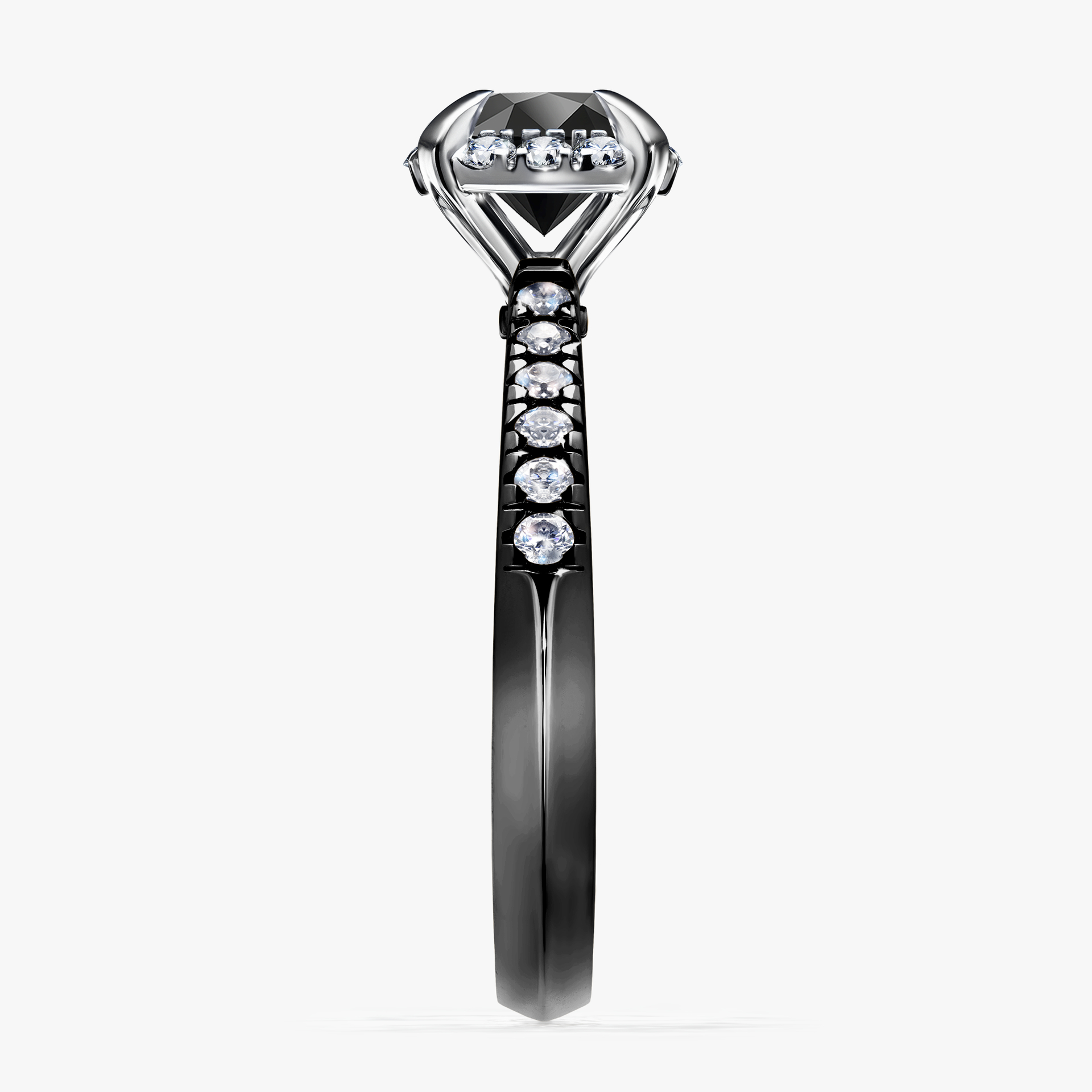 Pierścionek zaręczynowy My Princess z czarnego złota z czarnym diamentem 1,18ct