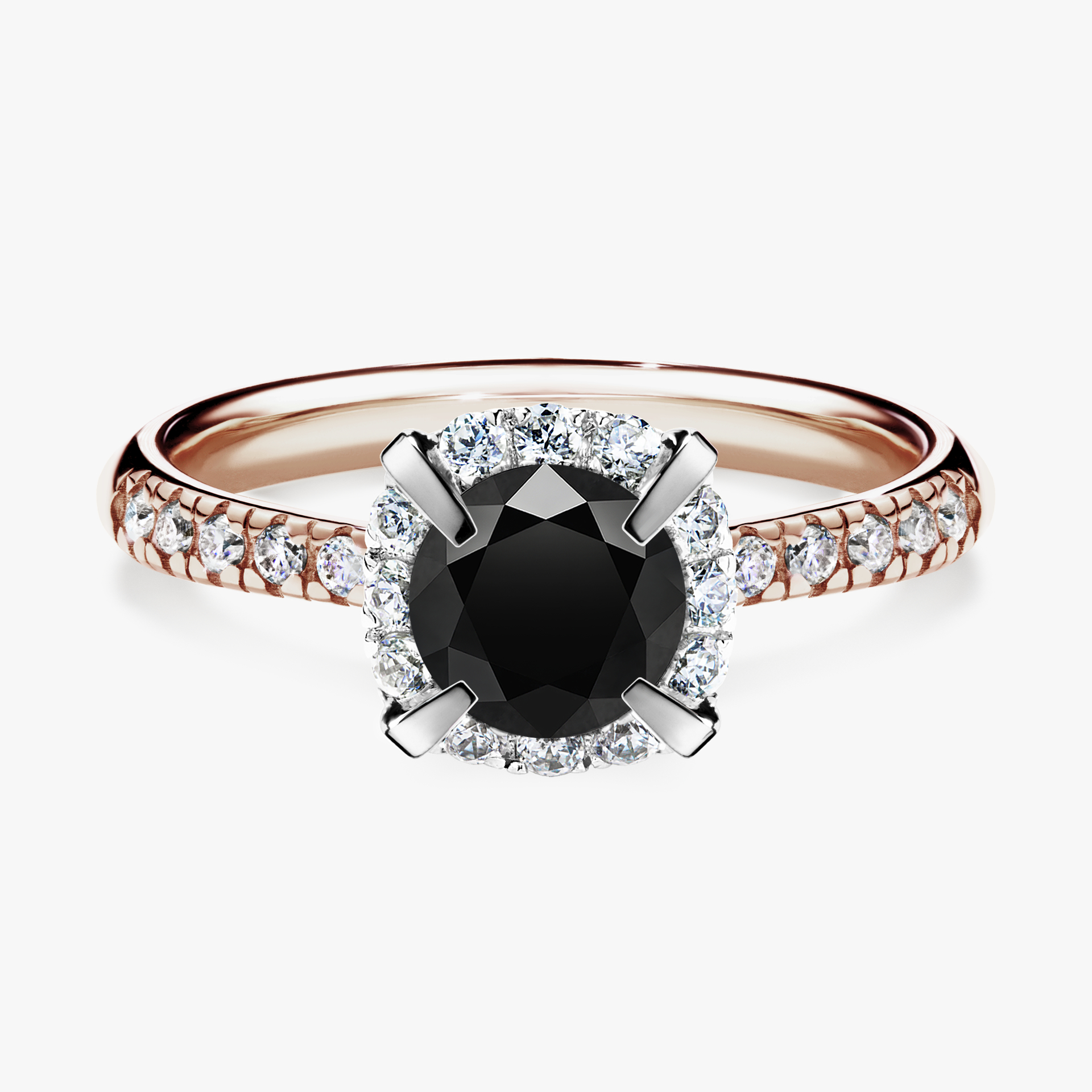 Pierścionek zaręczynowy My Princess z różowego złota z czarnym diamentem 1,18ct