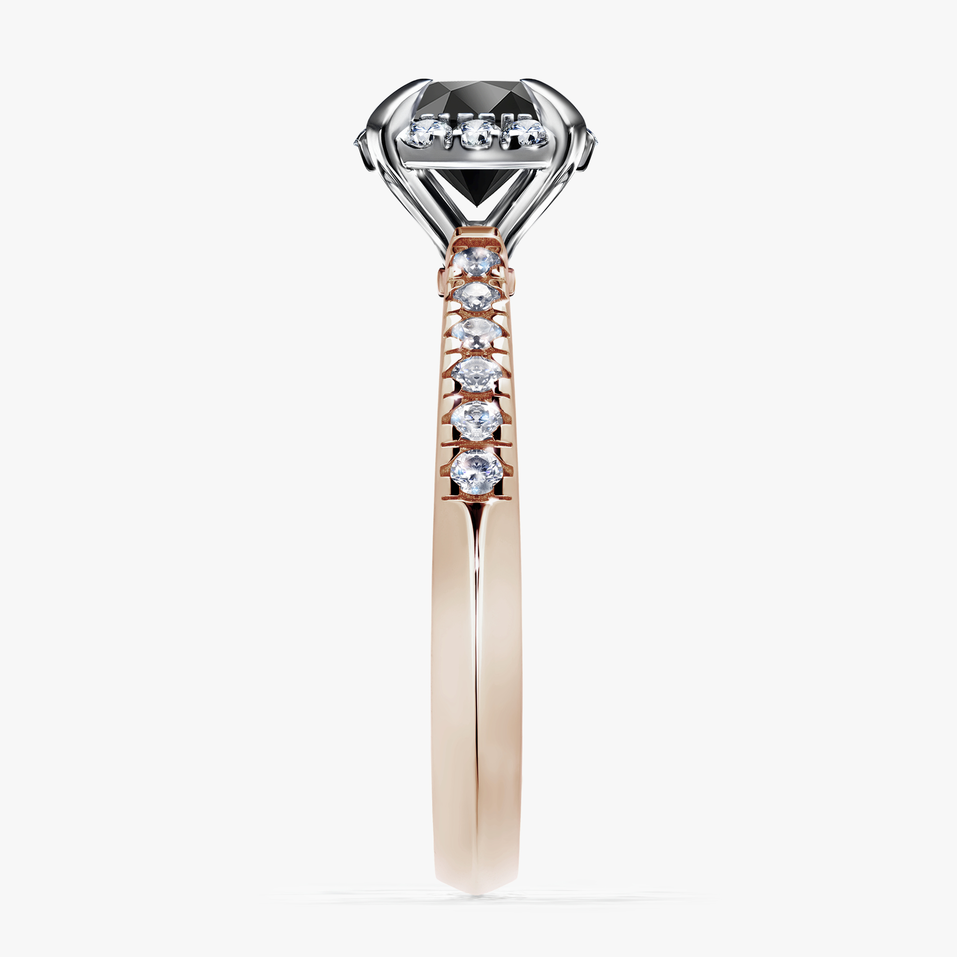 Pierścionek zaręczynowy My Princess z różowego złota z czarnym diamentem 1,18ct