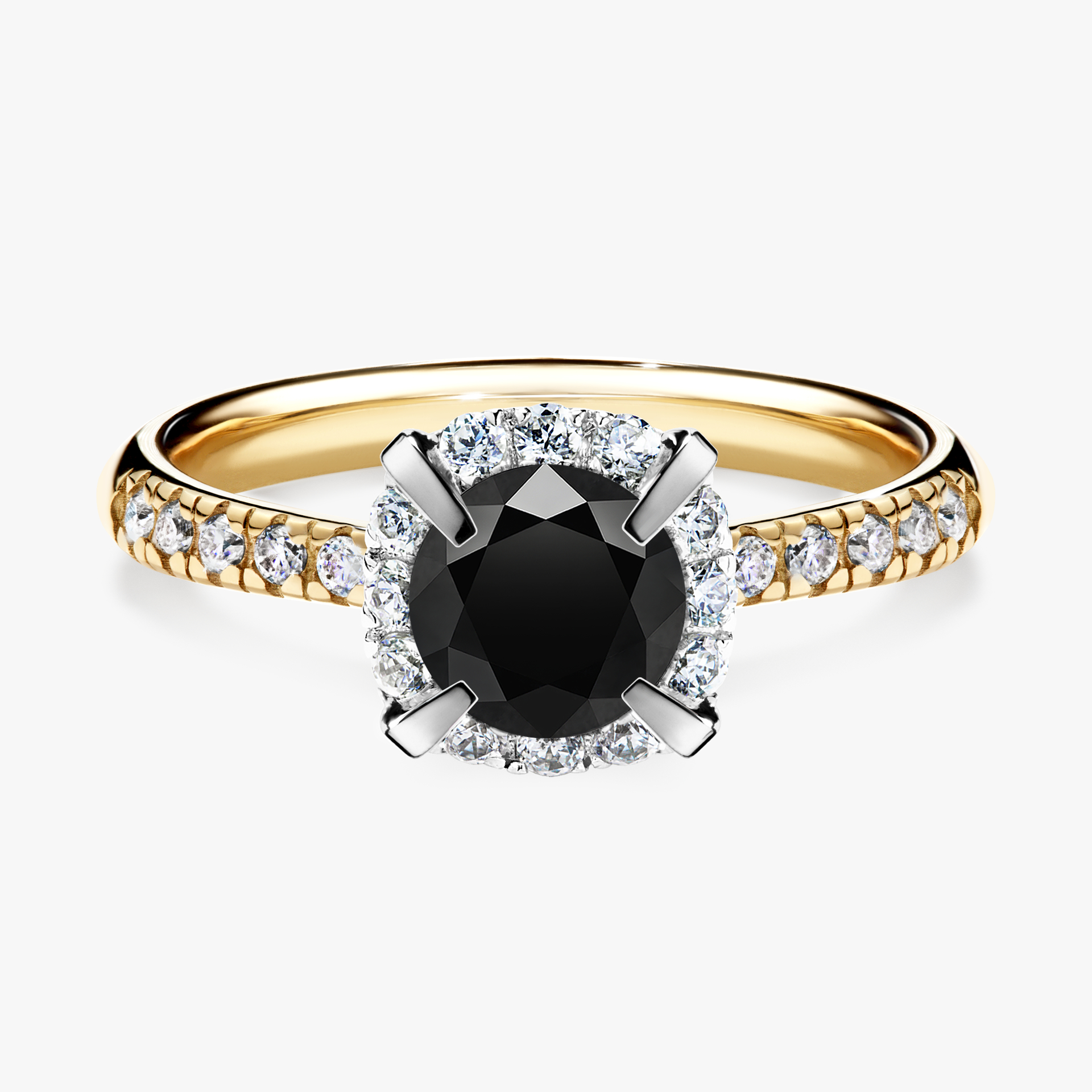 Pierścionek zaręczynowy My Princess z żółtego złota z czarnym diamentem 1,18ct