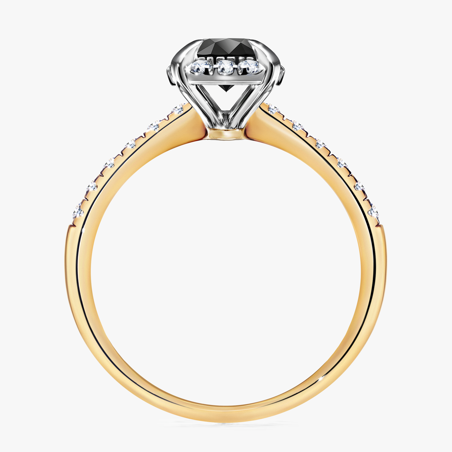 Pierścionek zaręczynowy My Princess z żółtego złota z czarnym diamentem 1,18ct