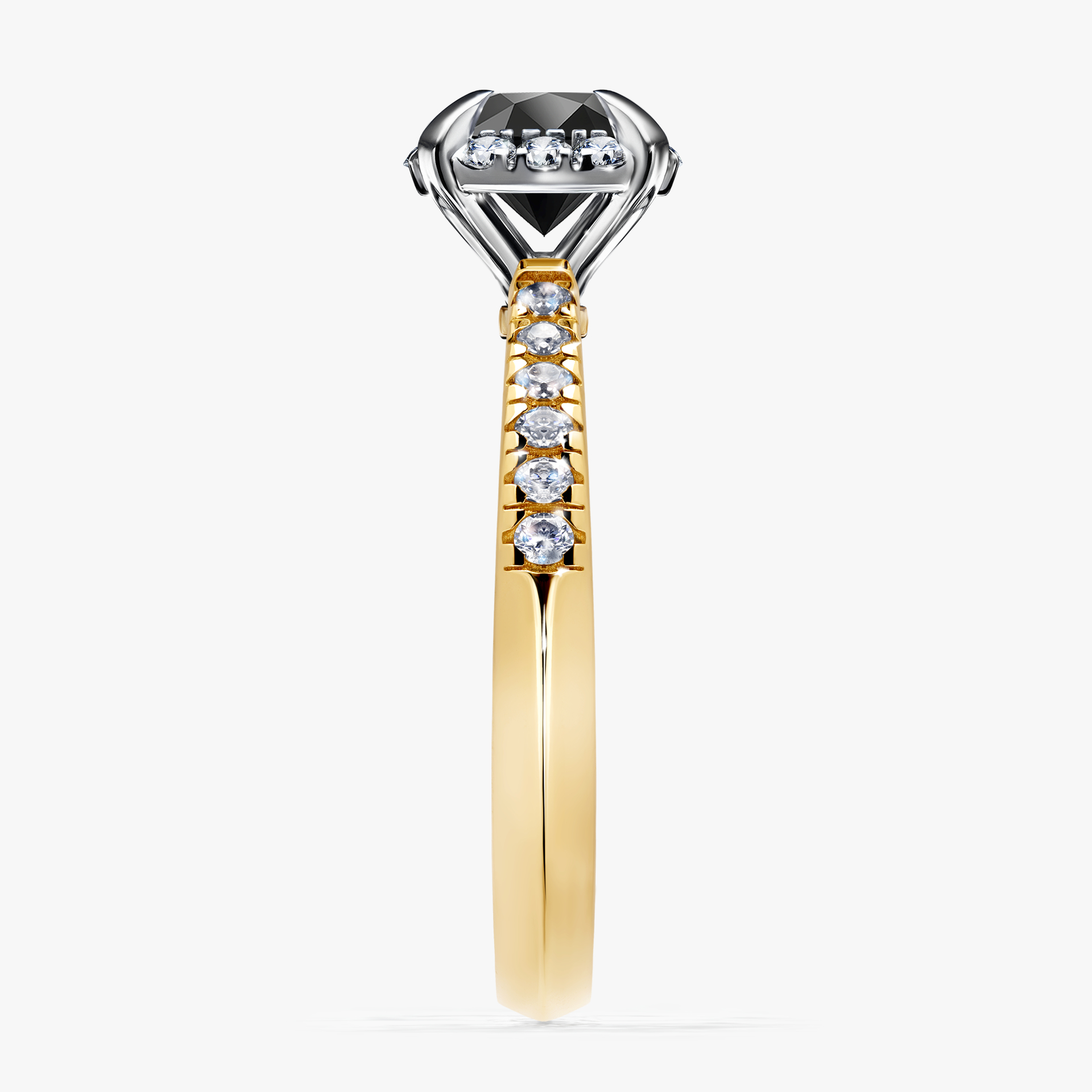 Pierścionek zaręczynowy My Princess z żółtego złota z czarnym diamentem 1,18ct