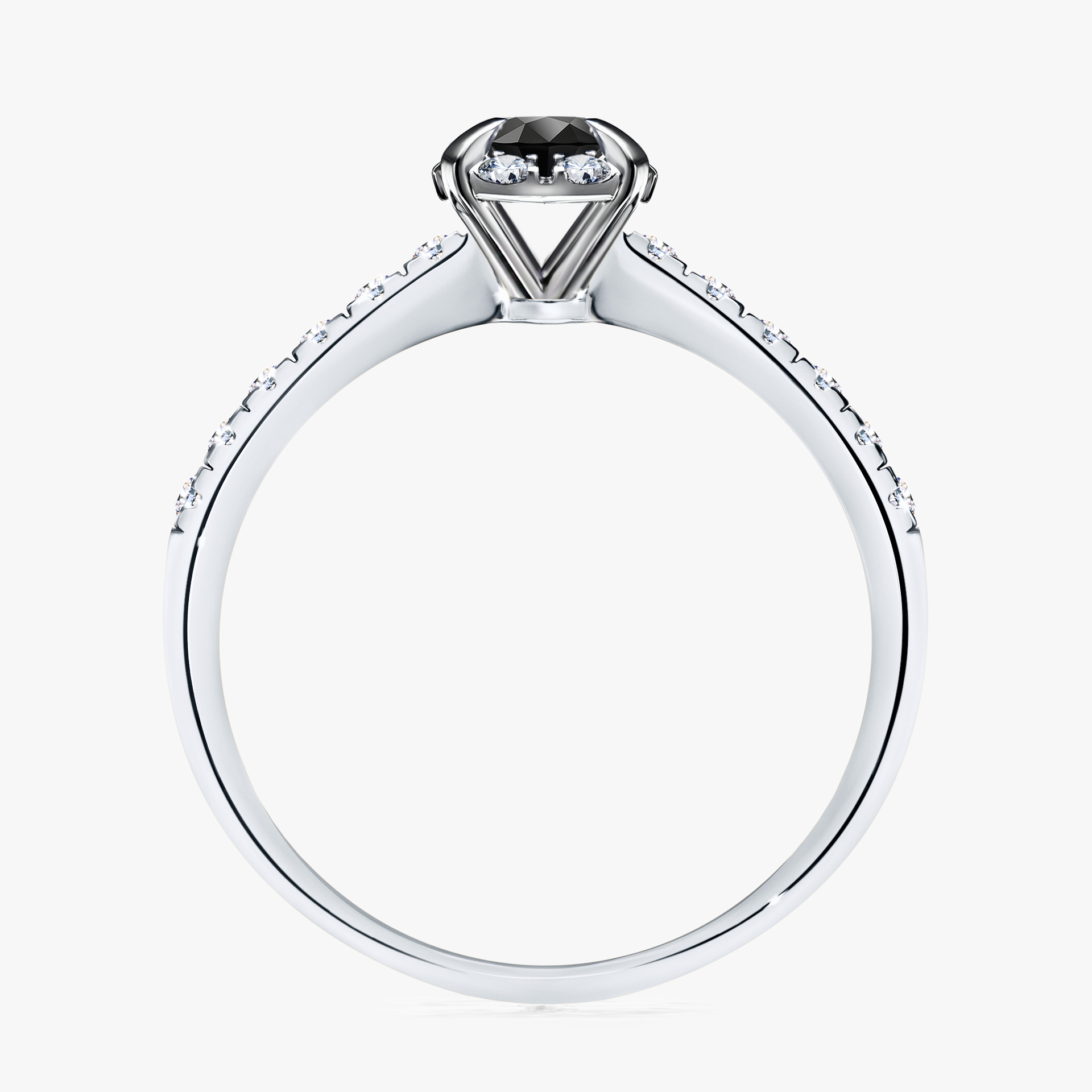 Pierścionek zaręczynowy My Princess z białego złota z czarnym diamentem 0,47ct