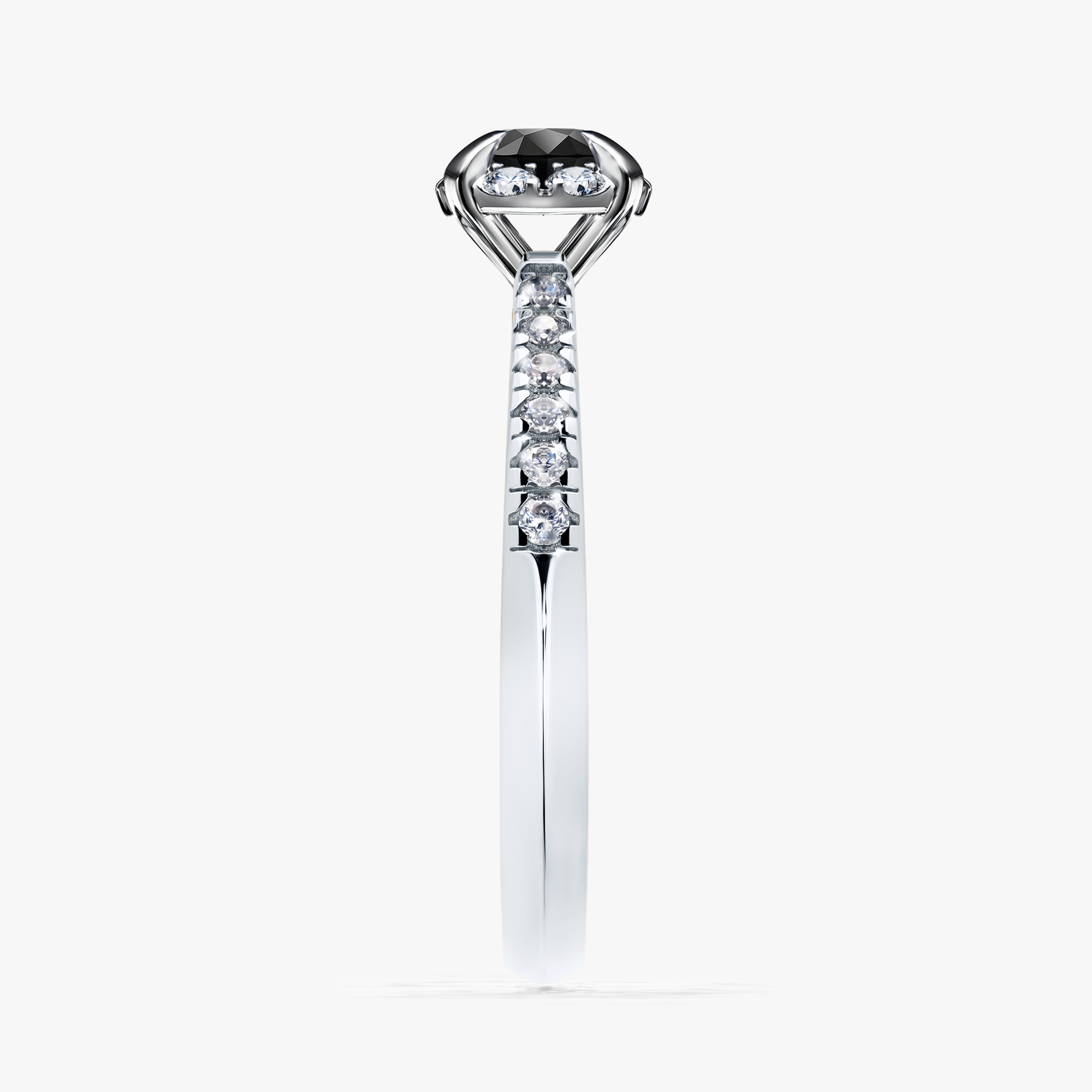 Pierścionek zaręczynowy My Princess z białego złota z czarnym diamentem 0,47ct