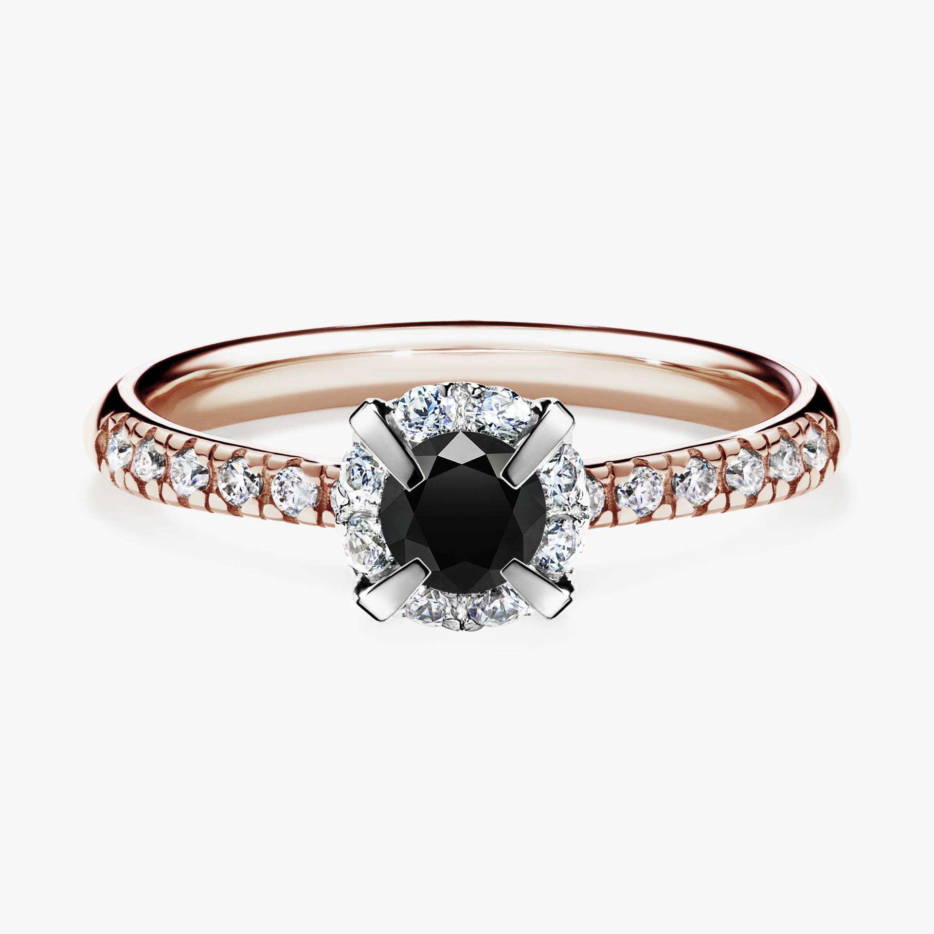 Pierścionek zaręczynowy My Princess z różowego złota z czarnym diamentem 0,47ct