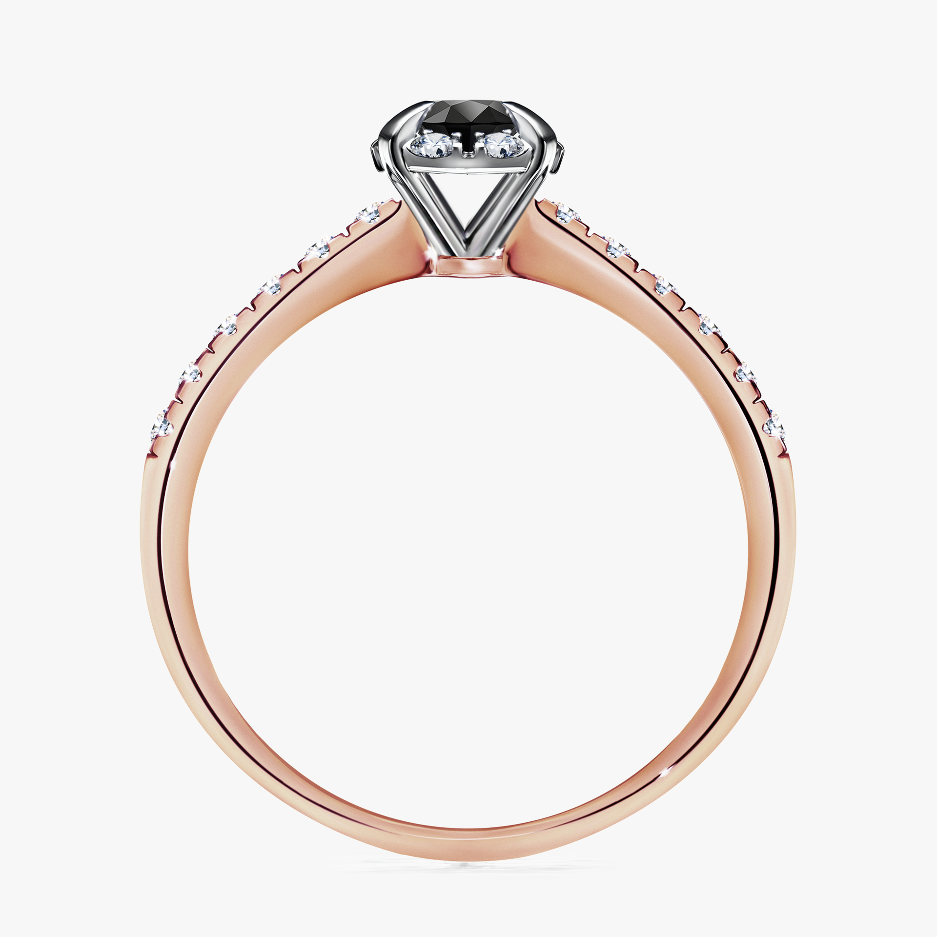 Pierścionek zaręczynowy My Princess z różowego złota z czarnym diamentem 0,47ct