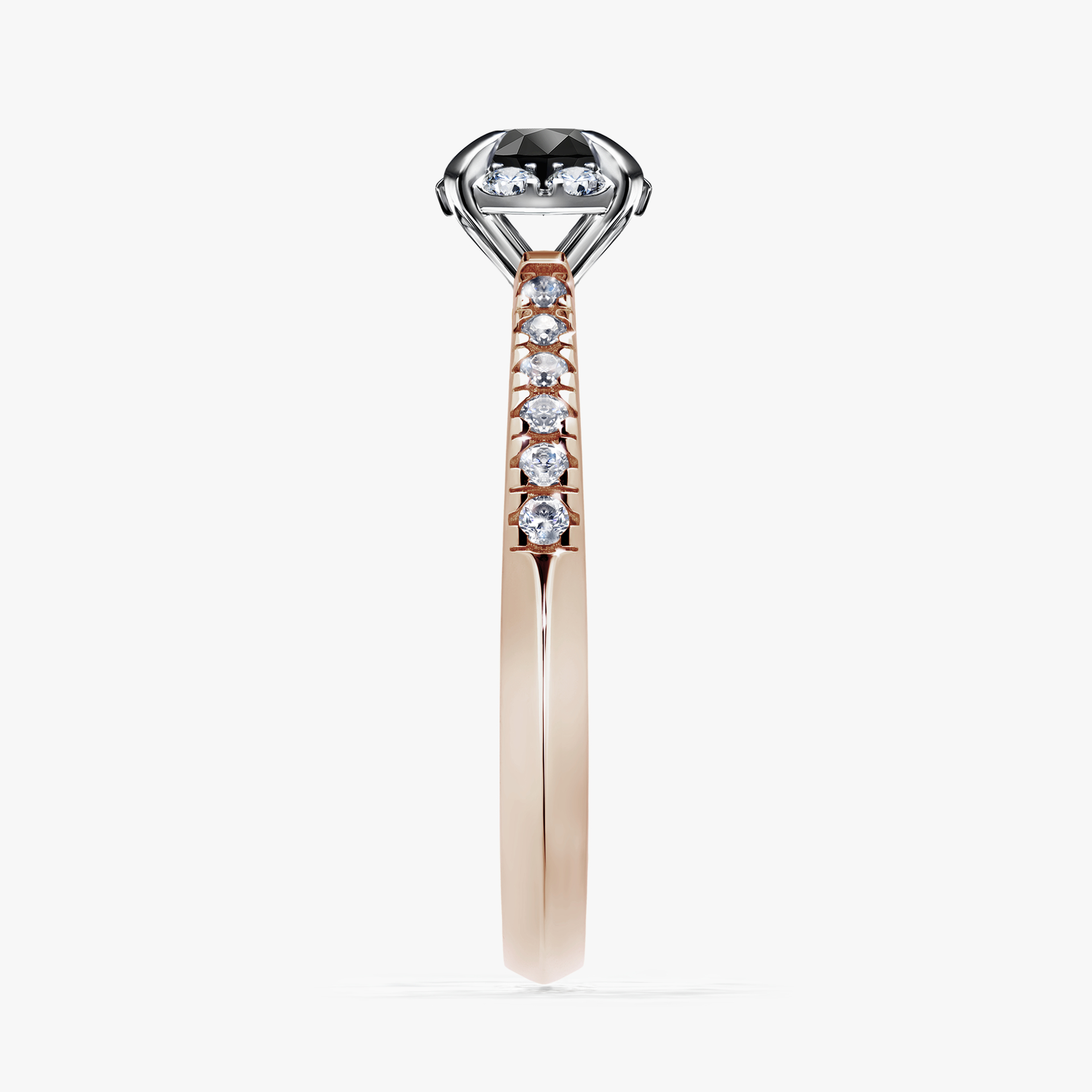 Pierścionek zaręczynowy My Princess z różowego złota z czarnym diamentem 0,47ct