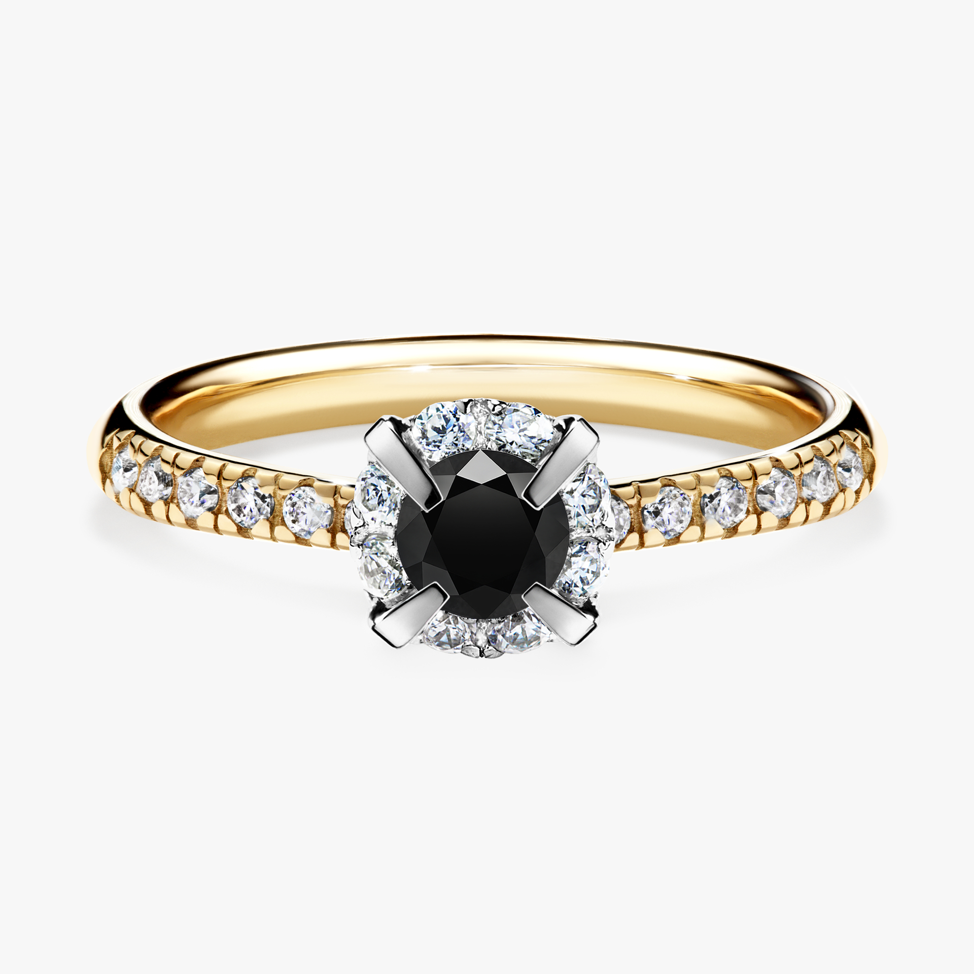 Pierścionek zaręczynowy My Princess z żółtego złota z czarnym diamentem 0,47ct