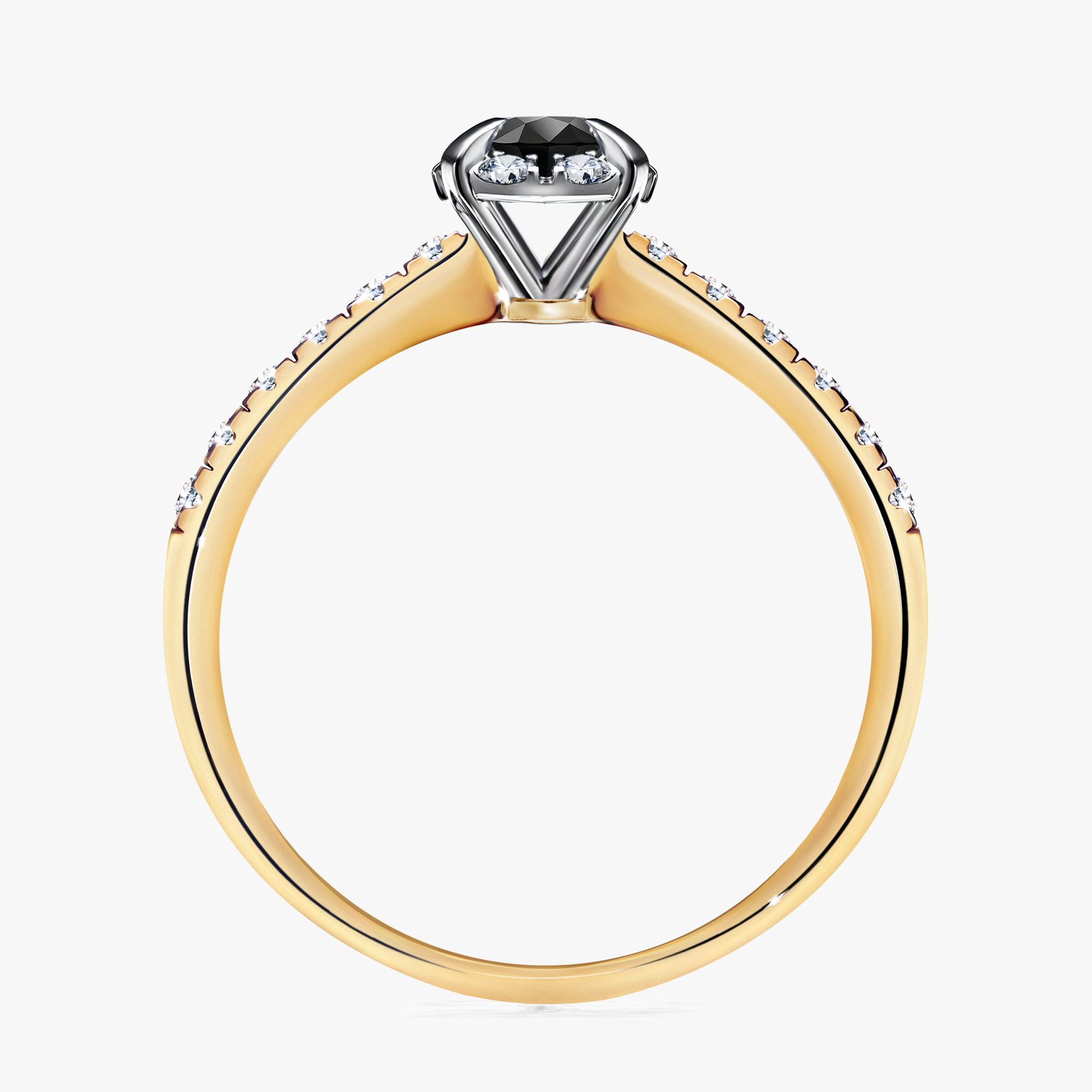 Pierścionek zaręczynowy My Princess z żółtego złota z czarnym diamentem 0,47ct