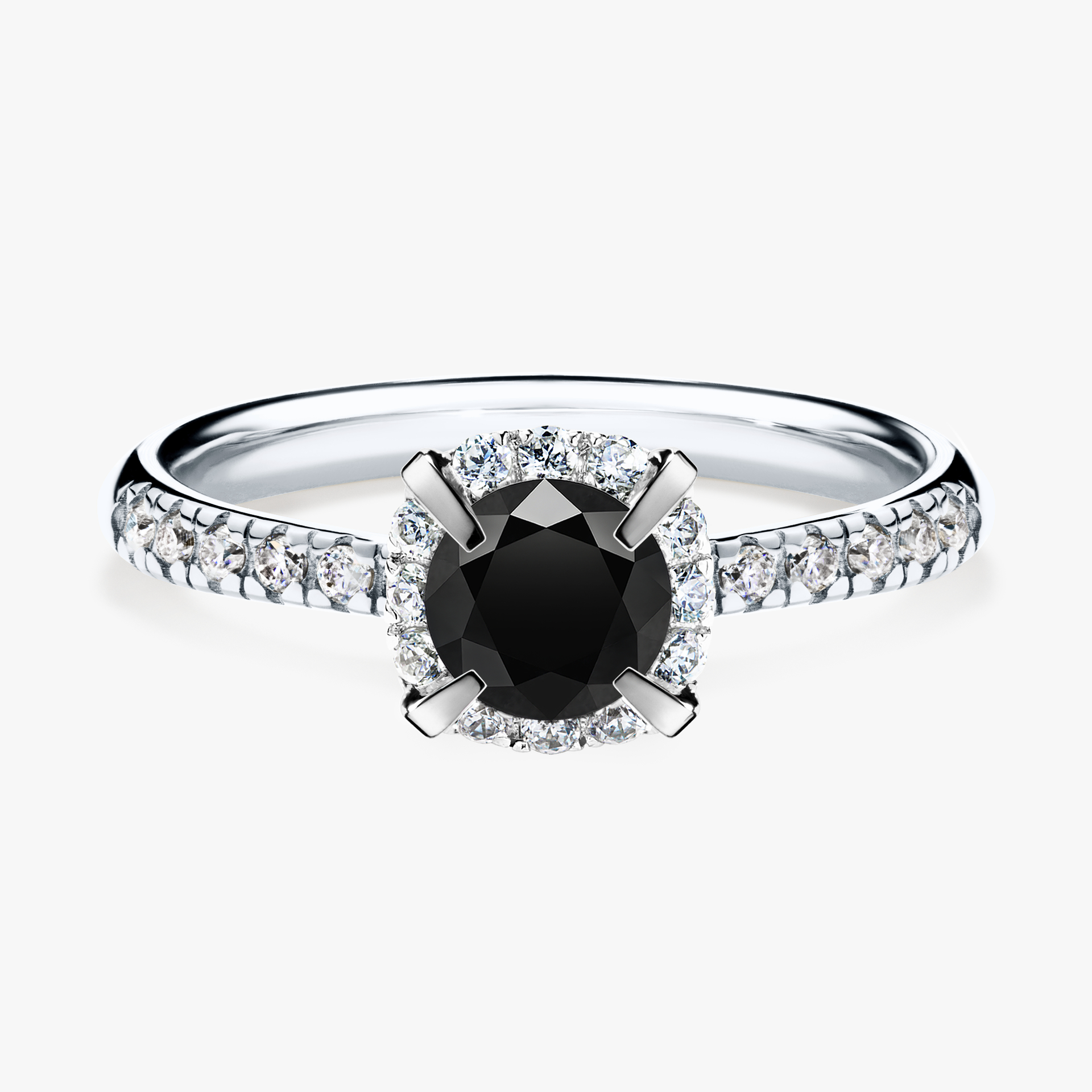 Pierścionek zaręczynowy My Princess z białego złota z czarnym diamentem 0,76ct