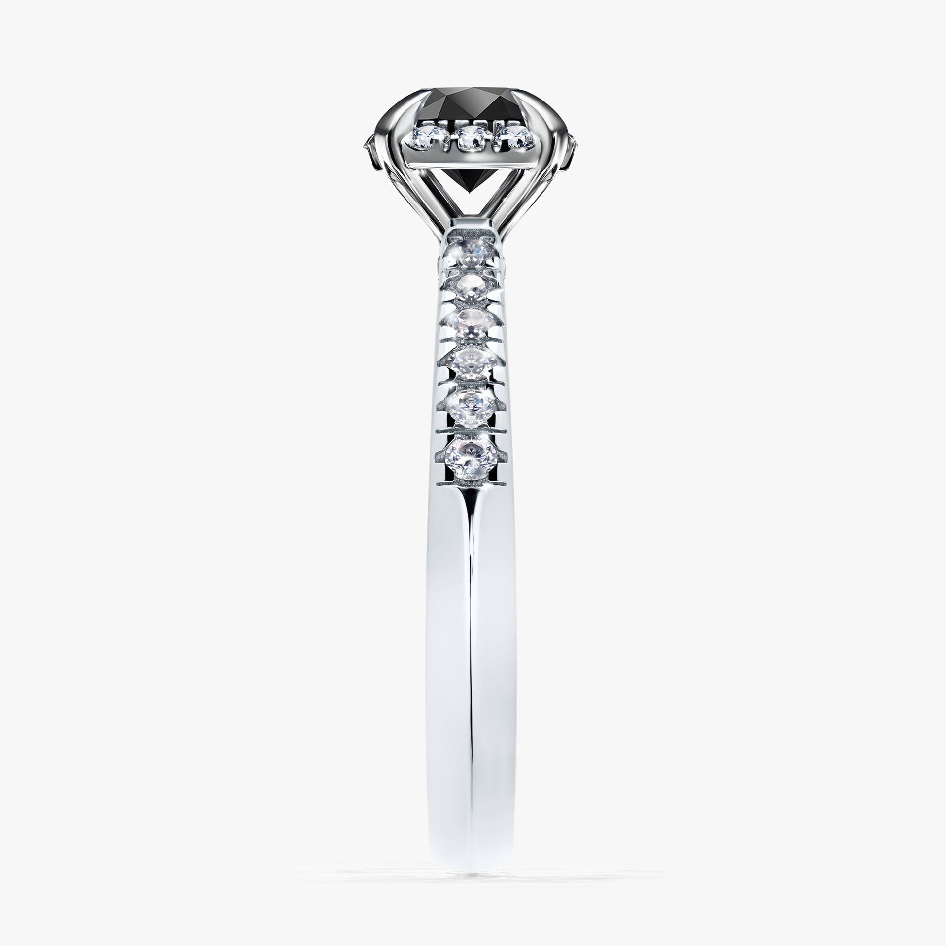 Pierścionek zaręczynowy My Princess z białego złota z czarnym diamentem 0,76ct