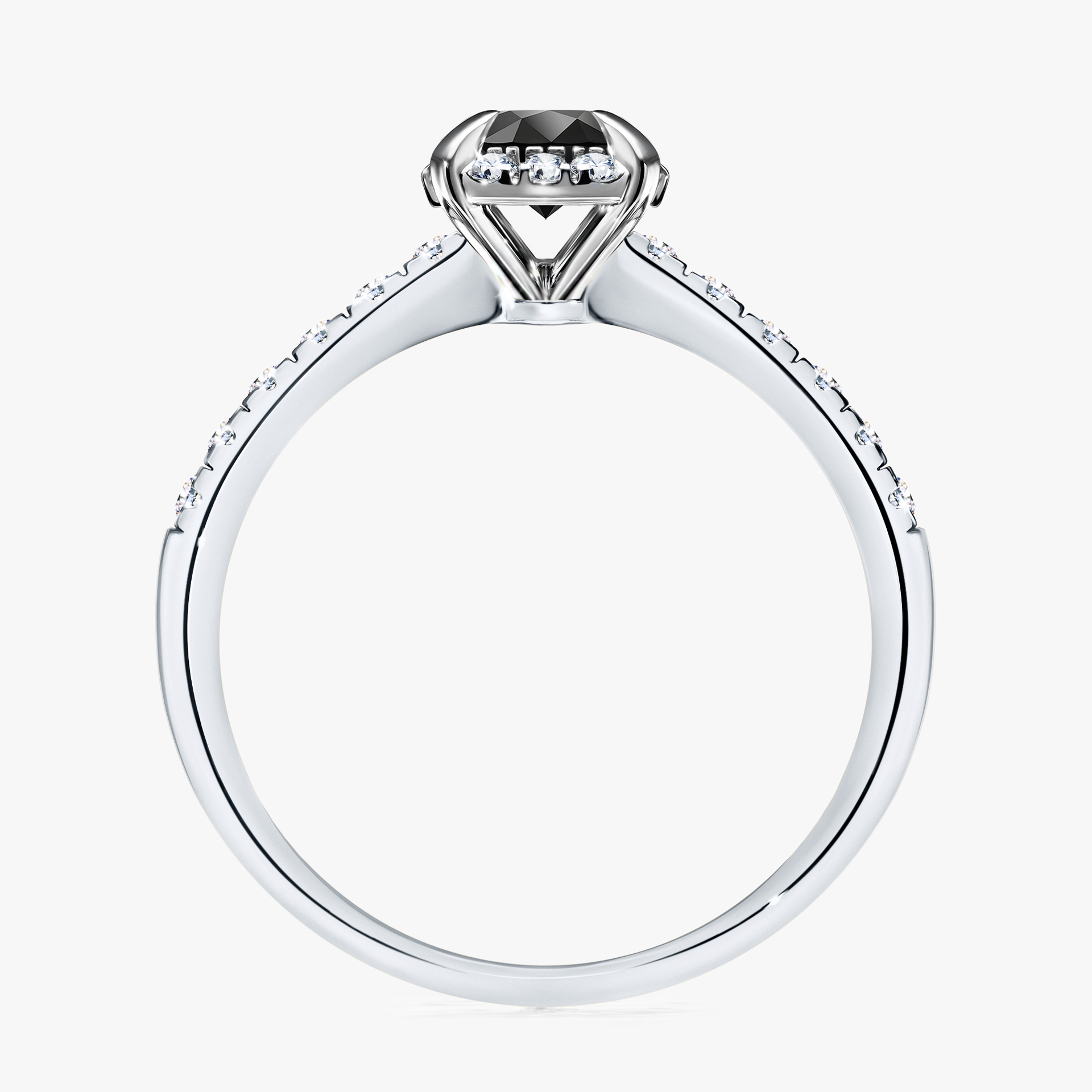 Pierścionek zaręczynowy My Princess z białego złota z czarnym diamentem 0,76ct
