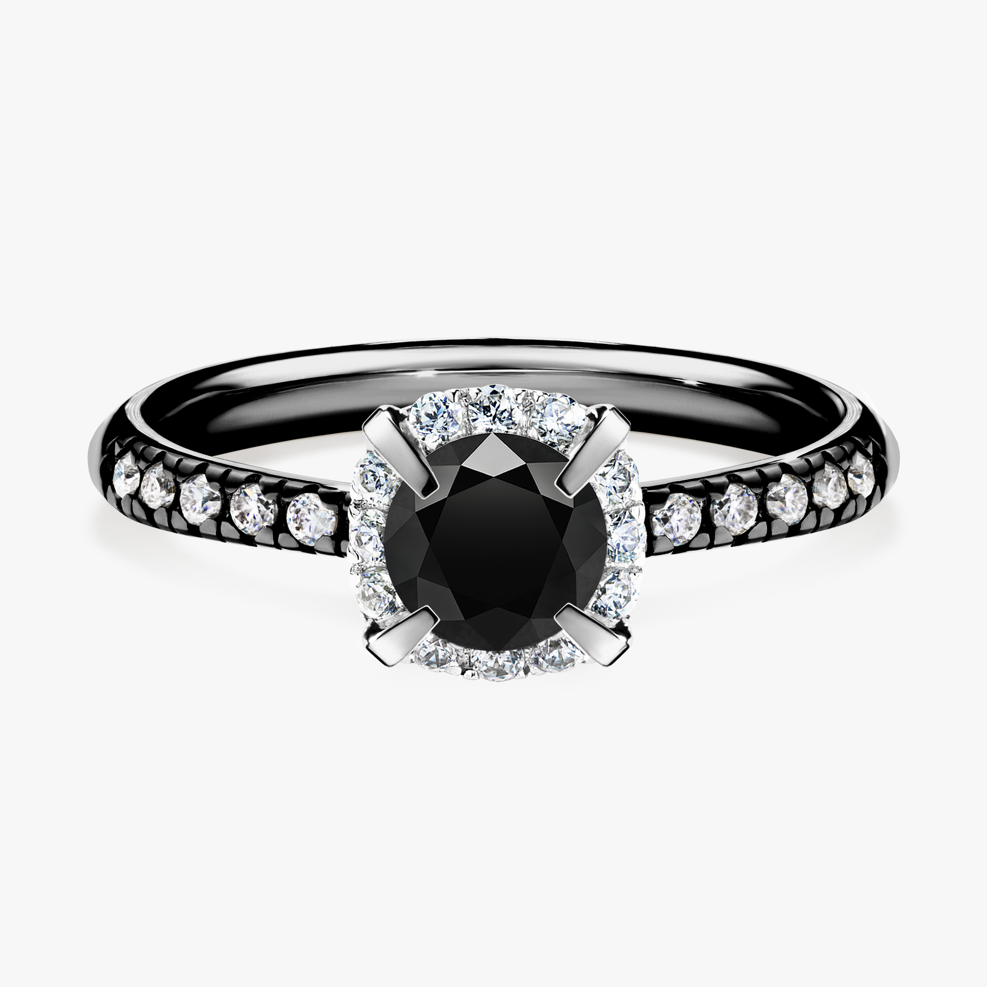 Pierścionek zaręczynowy My Princess z czarnego złota z czarnym diamentem 0,76ct