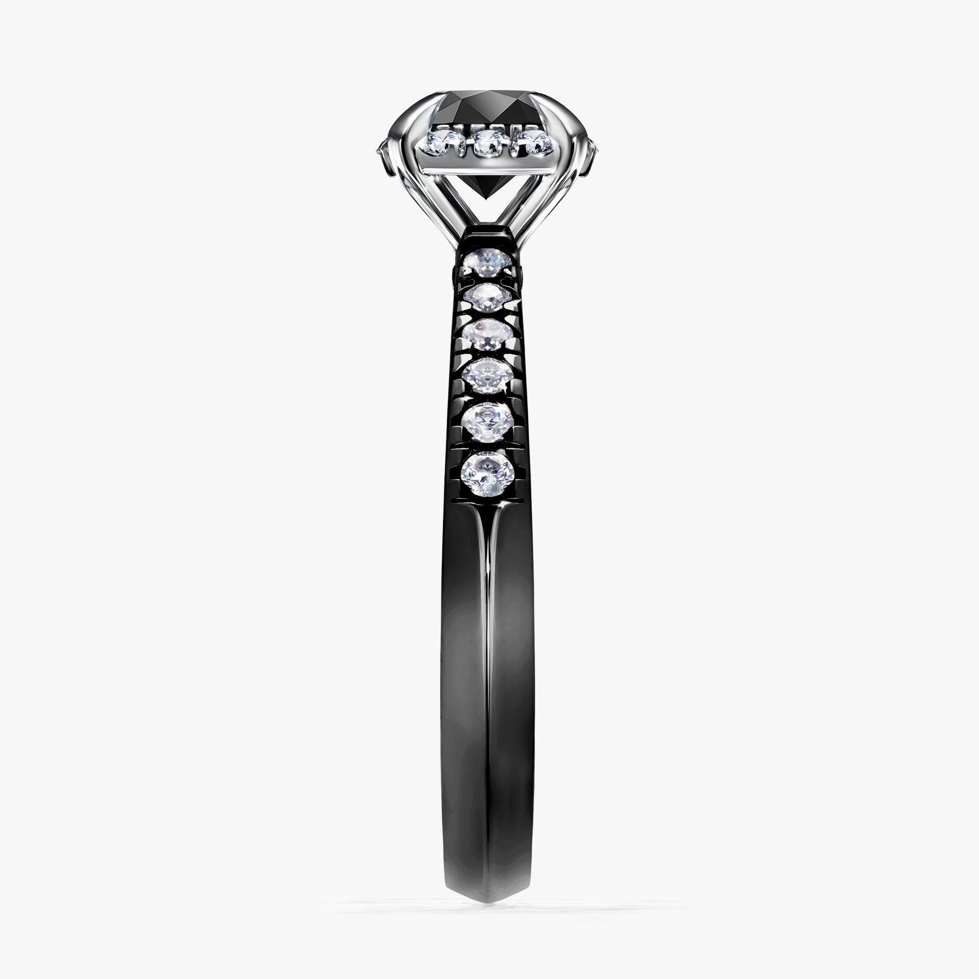 Pierścionek zaręczynowy My Princess z czarnego złota z czarnym diamentem 0,76ct