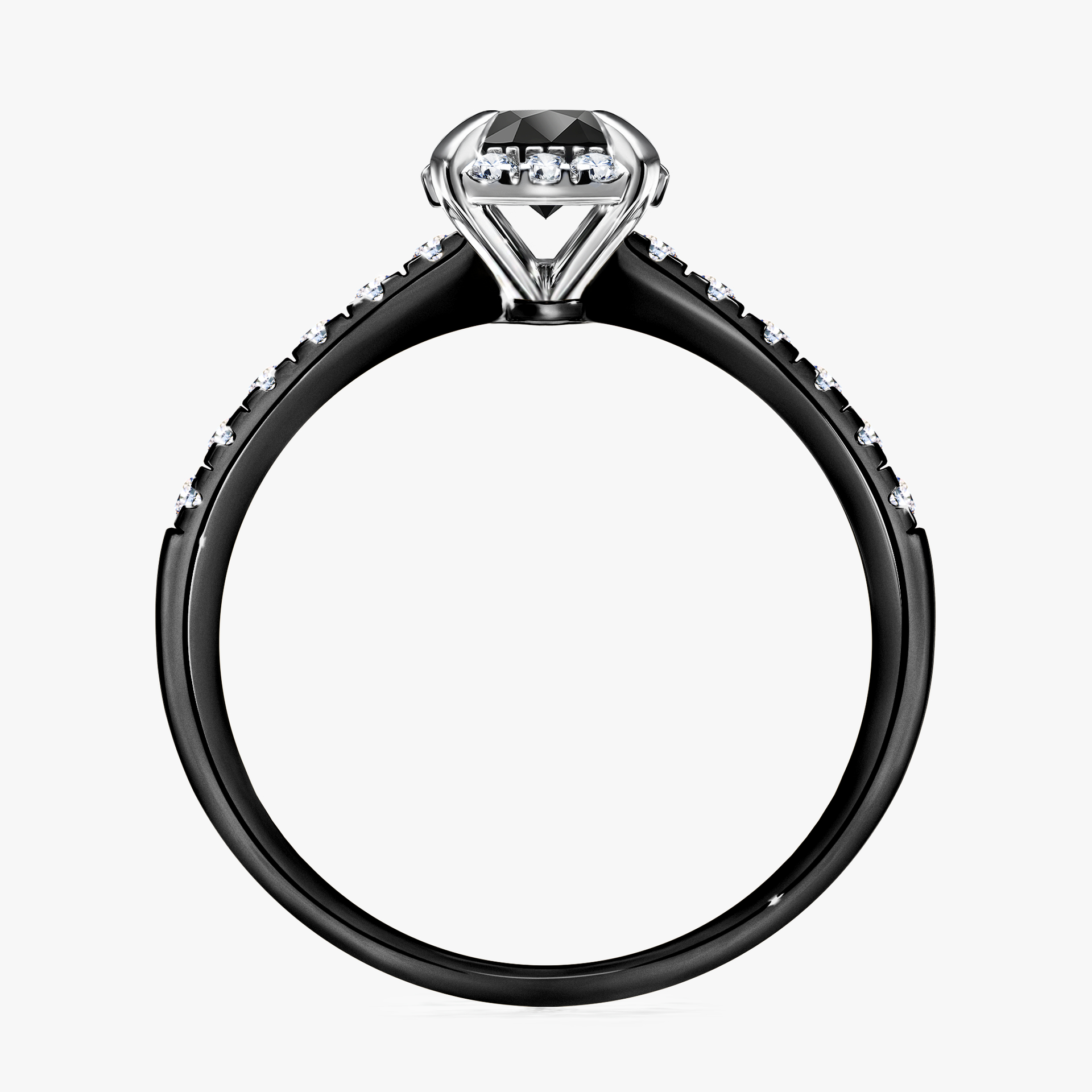 Pierścionek zaręczynowy My Princess z czarnego złota z czarnym diamentem 0,76ct