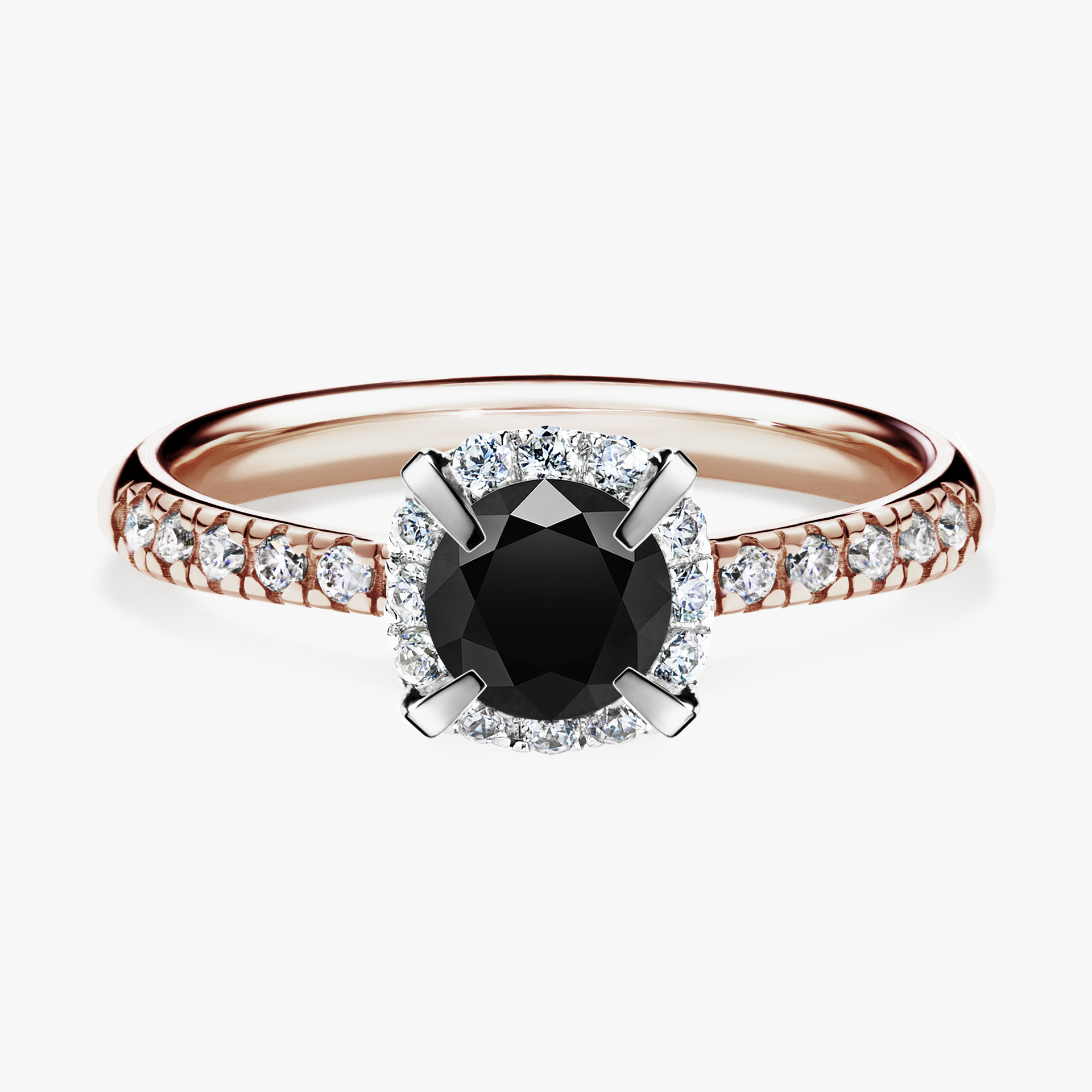Pierścionek zaręczynowy My Princess z różowego złota z czarnym diamentem 0,76ct