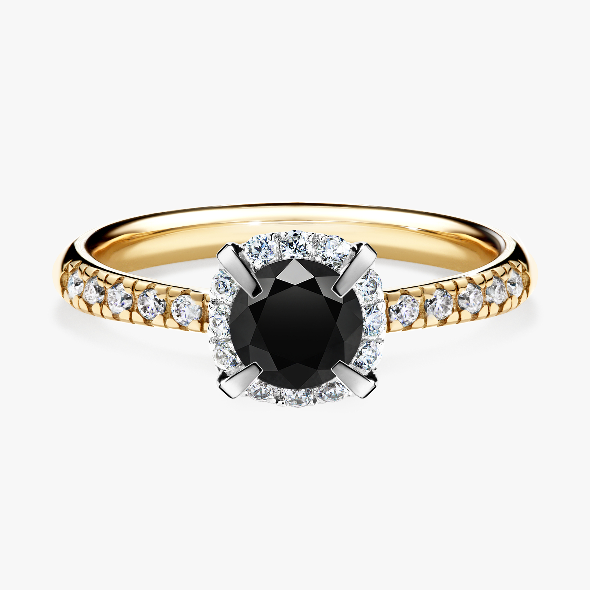 Pierścionek zaręczynowy My Princess z żółtego złota z czarnym diamentem 0,76ct