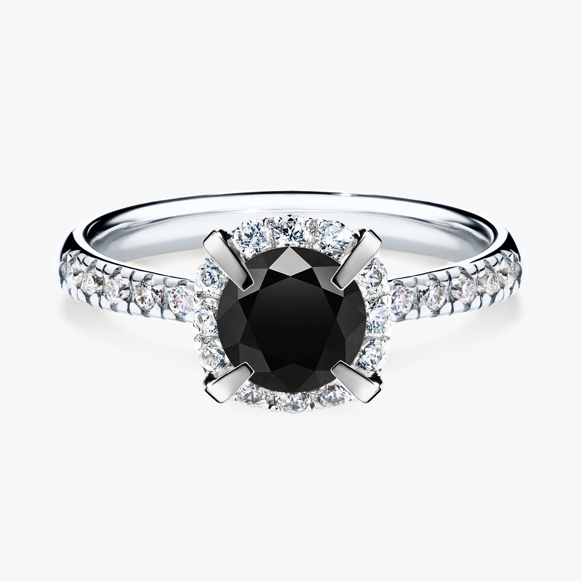 Pierścionek zaręczynowy My Princess z białego złota z czarnym diamentem 1,18ct