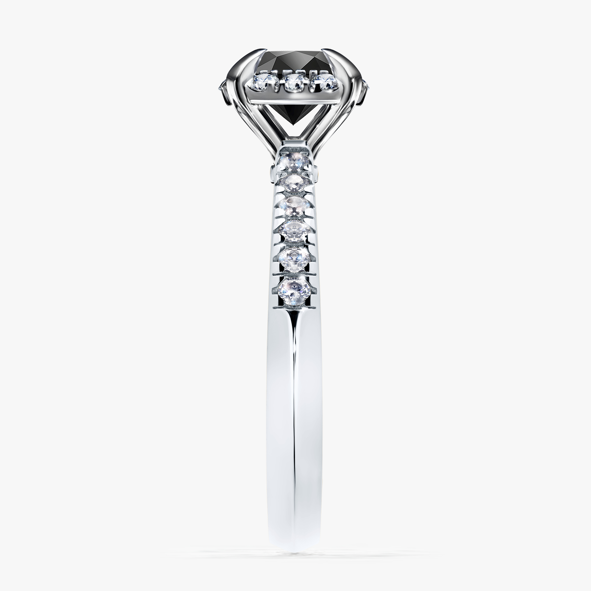 Pierścionek zaręczynowy My Princess z białego złota z czarnym diamentem 1,18ct