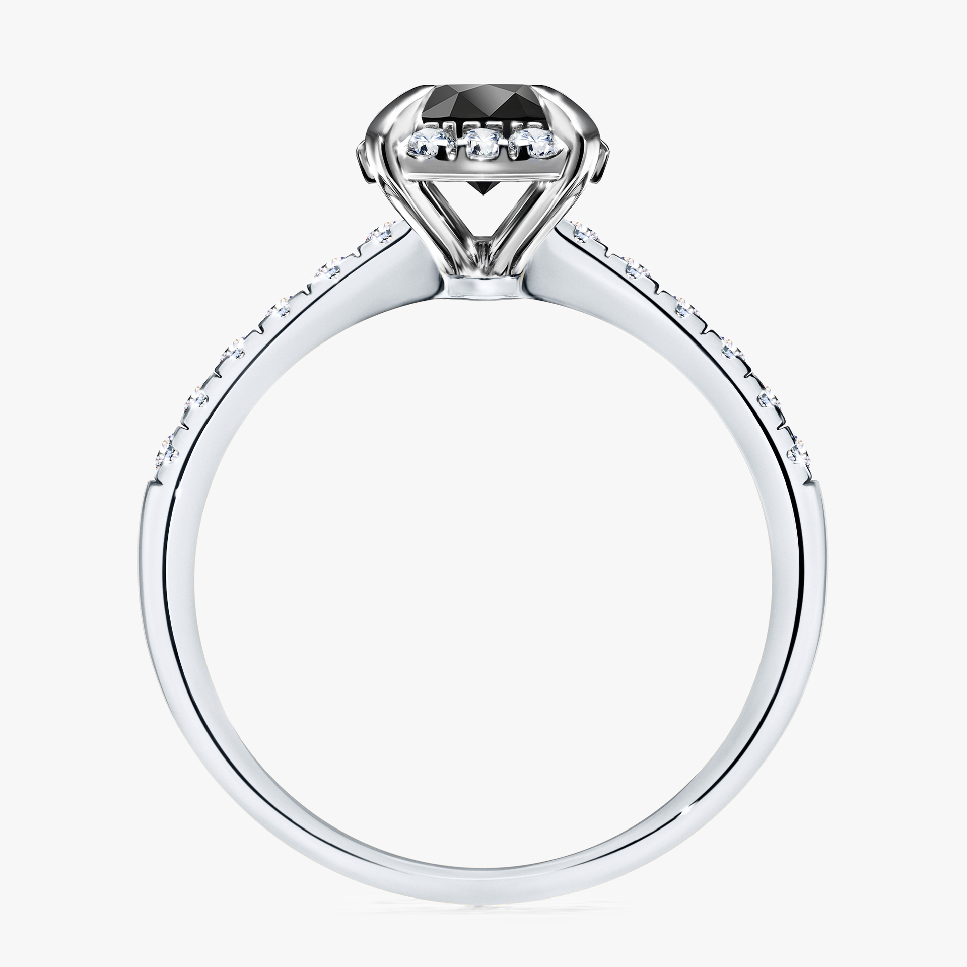 Pierścionek zaręczynowy My Princess z białego złota z czarnym diamentem 1,18ct