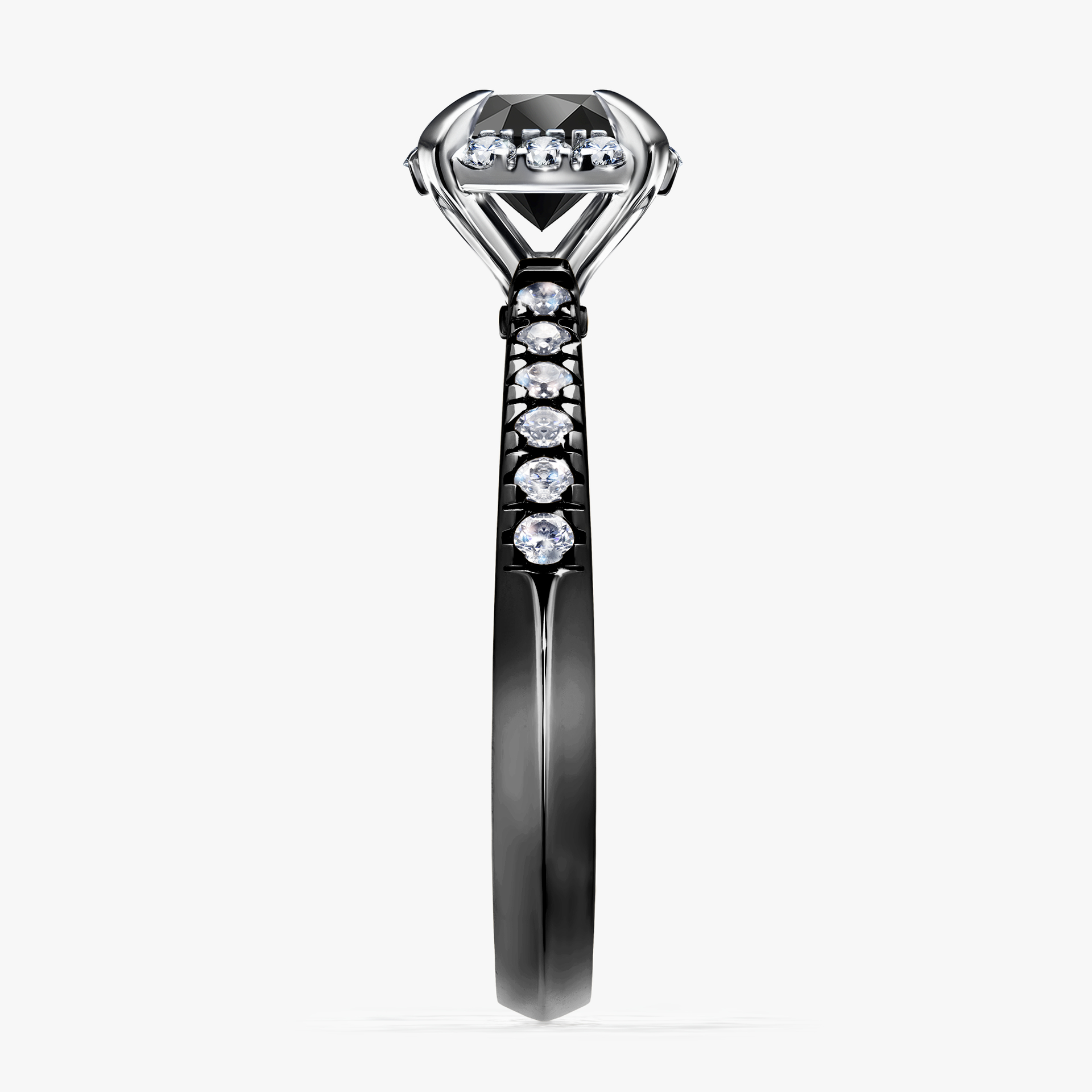Pierścionek zaręczynowy My Princess z czarnego złota z czarnym diamentem 1,18ct