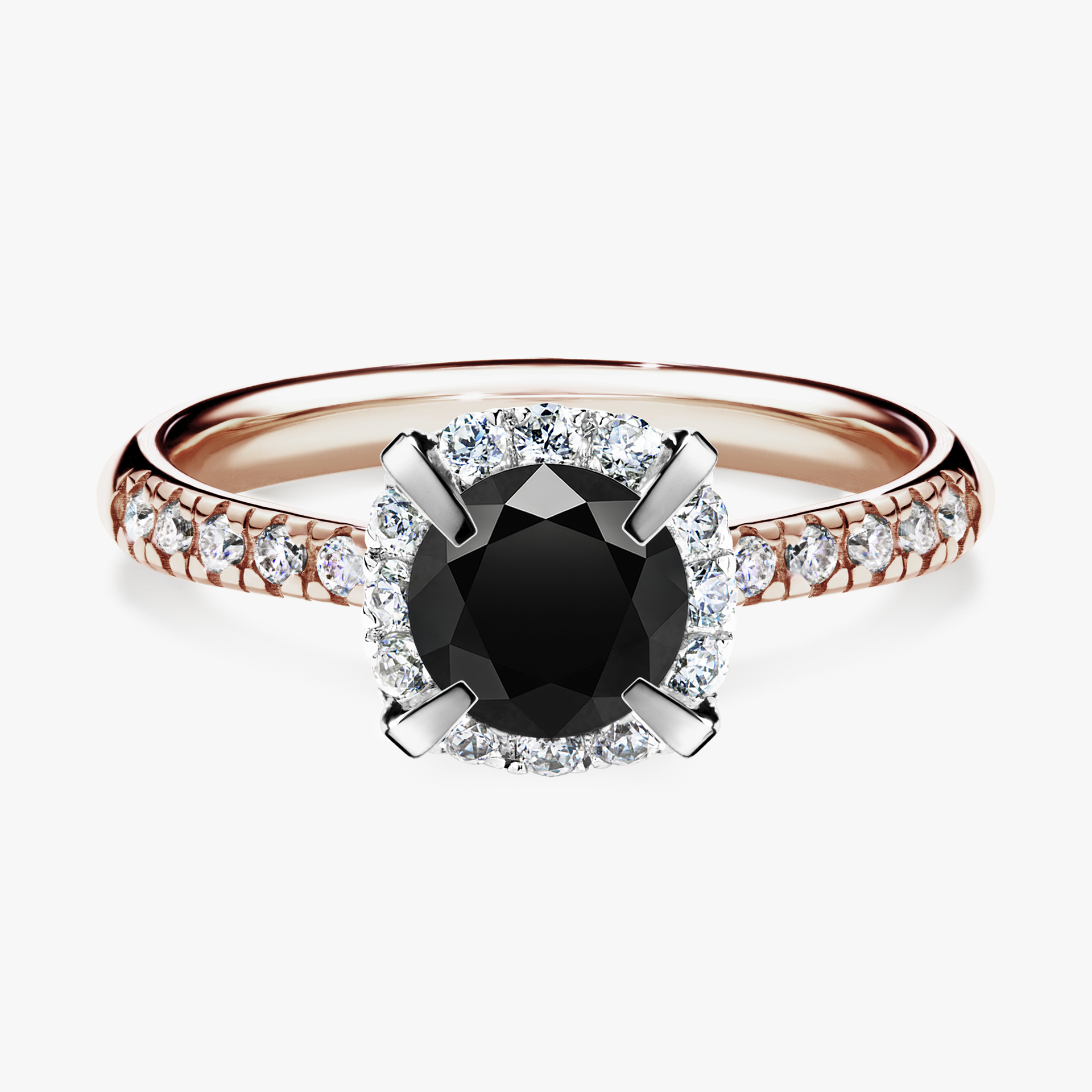 Pierścionek zaręczynowy My Princess z różowego złota z czarnym diamentem 1,18ct