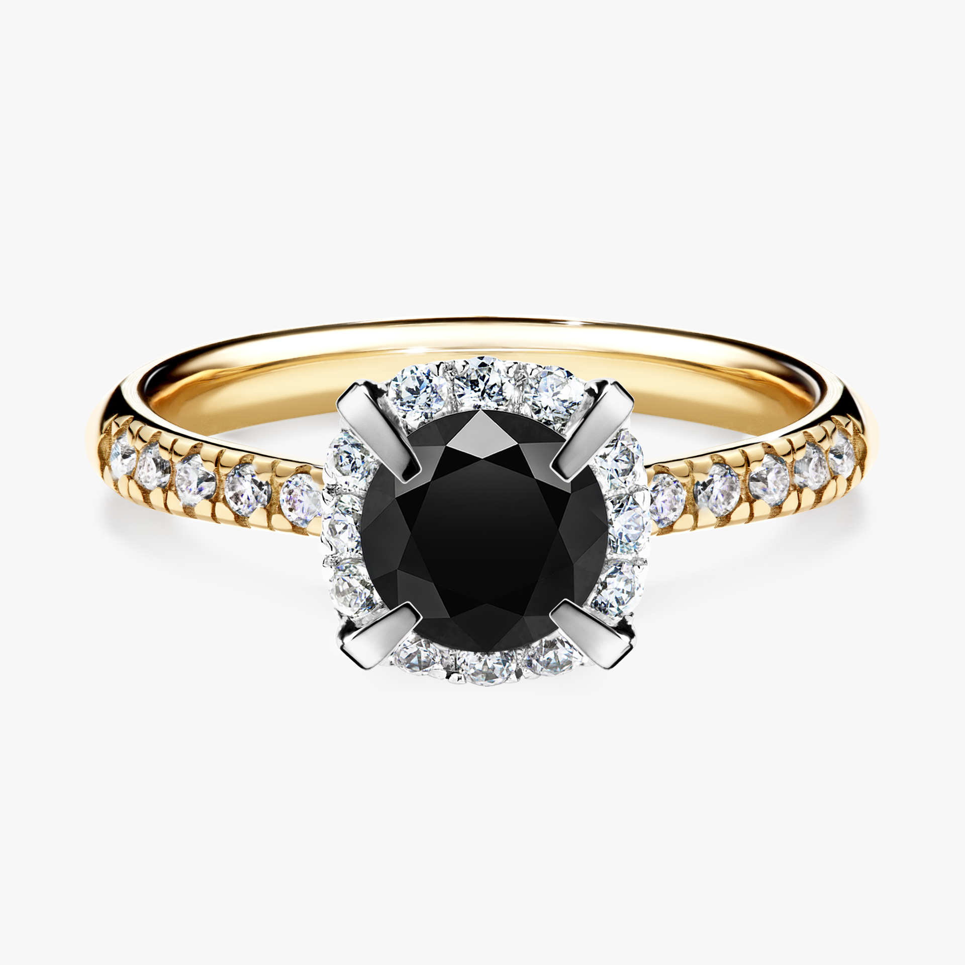 Pierścionek zaręczynowy My Princess z żółtego złota z czarnym diamentem 1,18ct