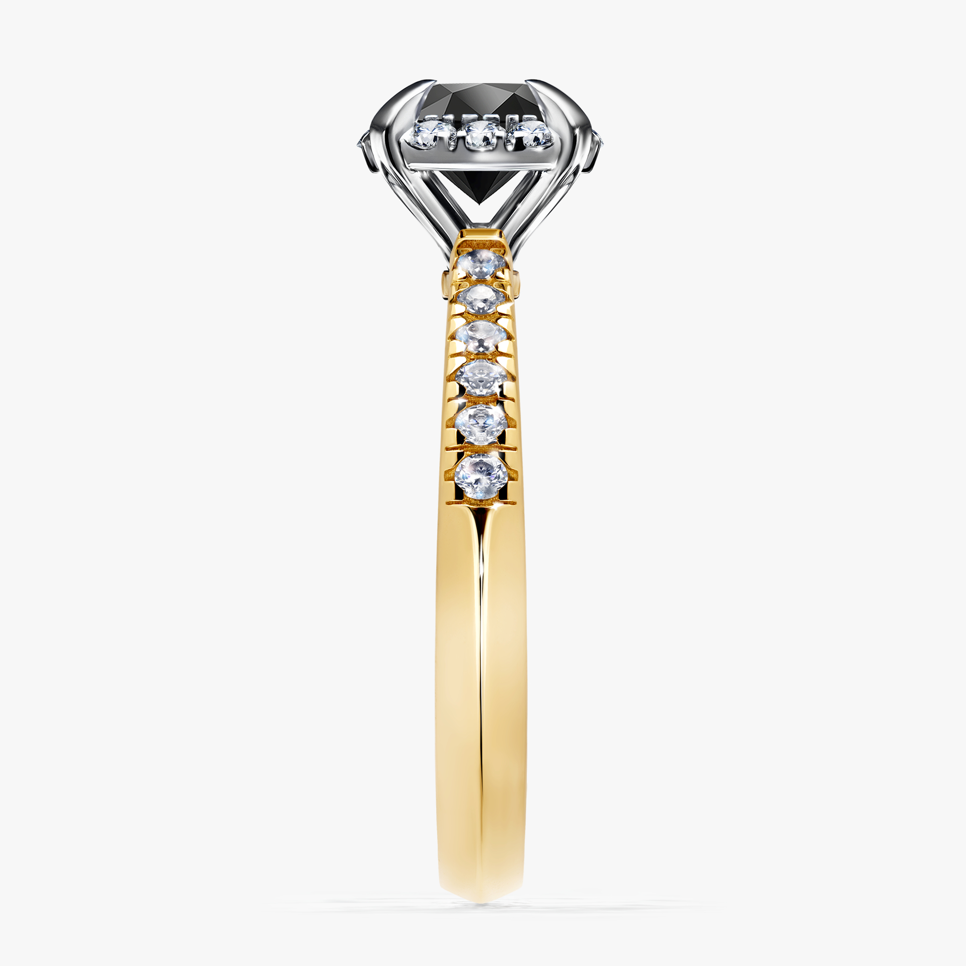 Pierścionek zaręczynowy My Princess z żółtego złota z czarnym diamentem 1,18ct