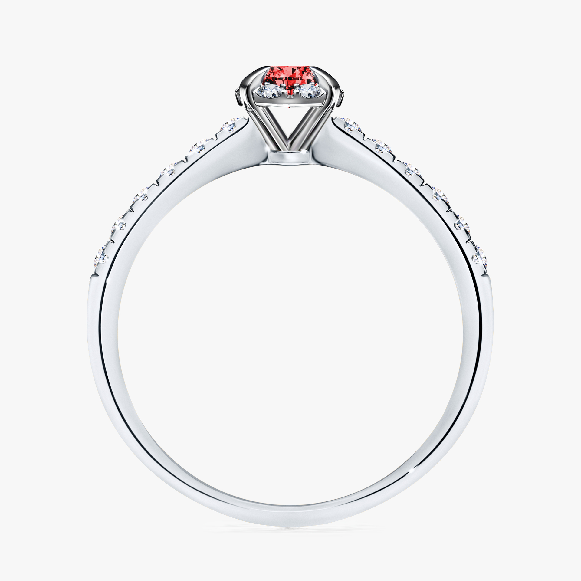 Pierścionek zaręczynowy My Princess z białego złota z czerwonym diamentem 0,28ct