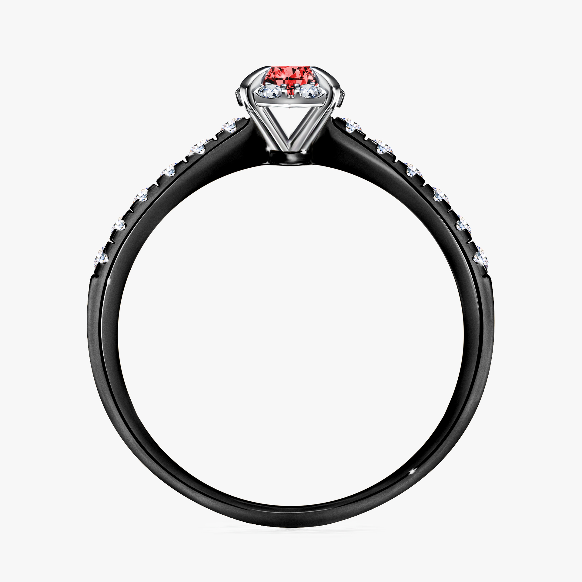 Pierścionek zaręczynowy My Princess z czarnego złota z czerwonym diamentem 0,28ct