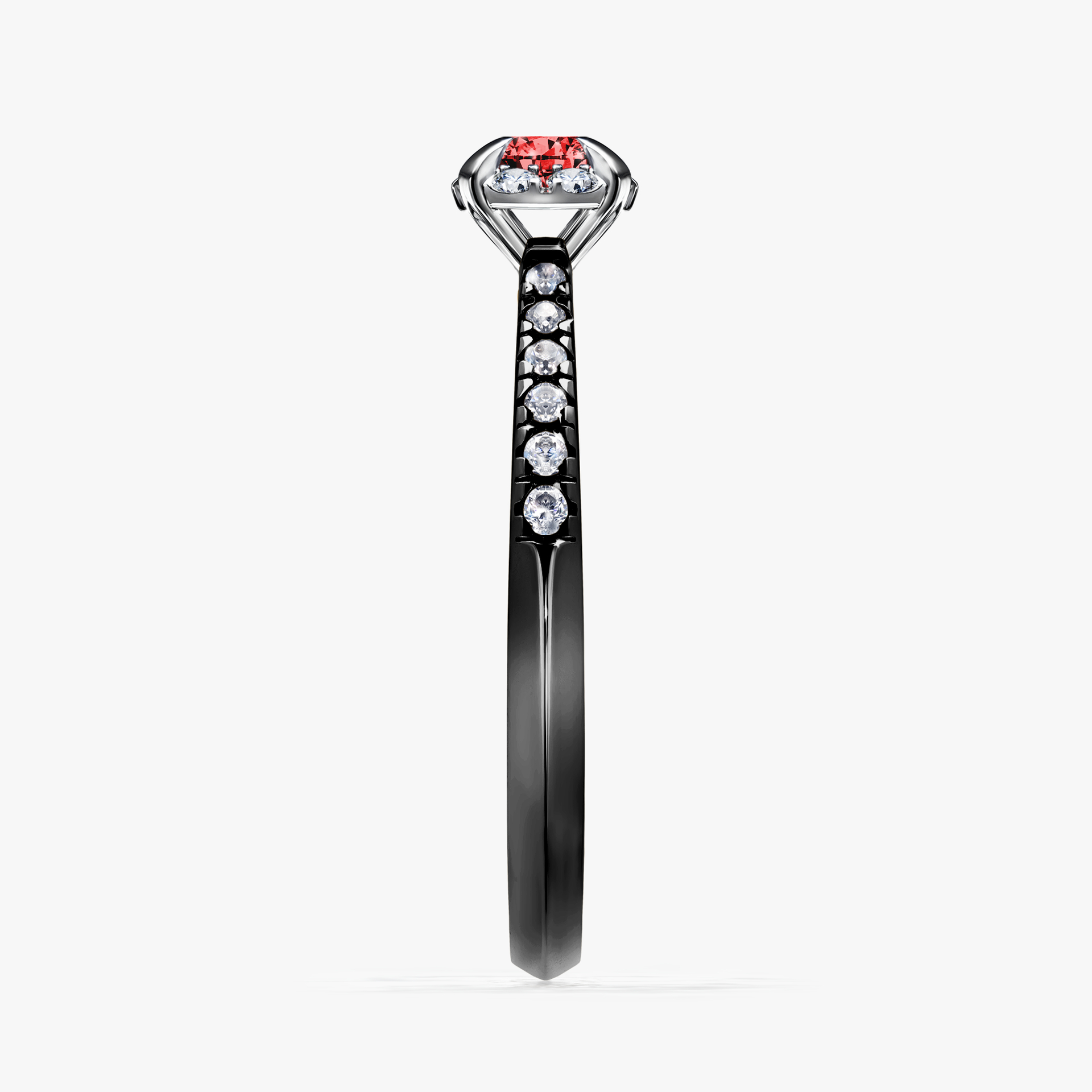 Pierścionek zaręczynowy My Princess z czarnego złota z czerwonym diamentem 0,28ct