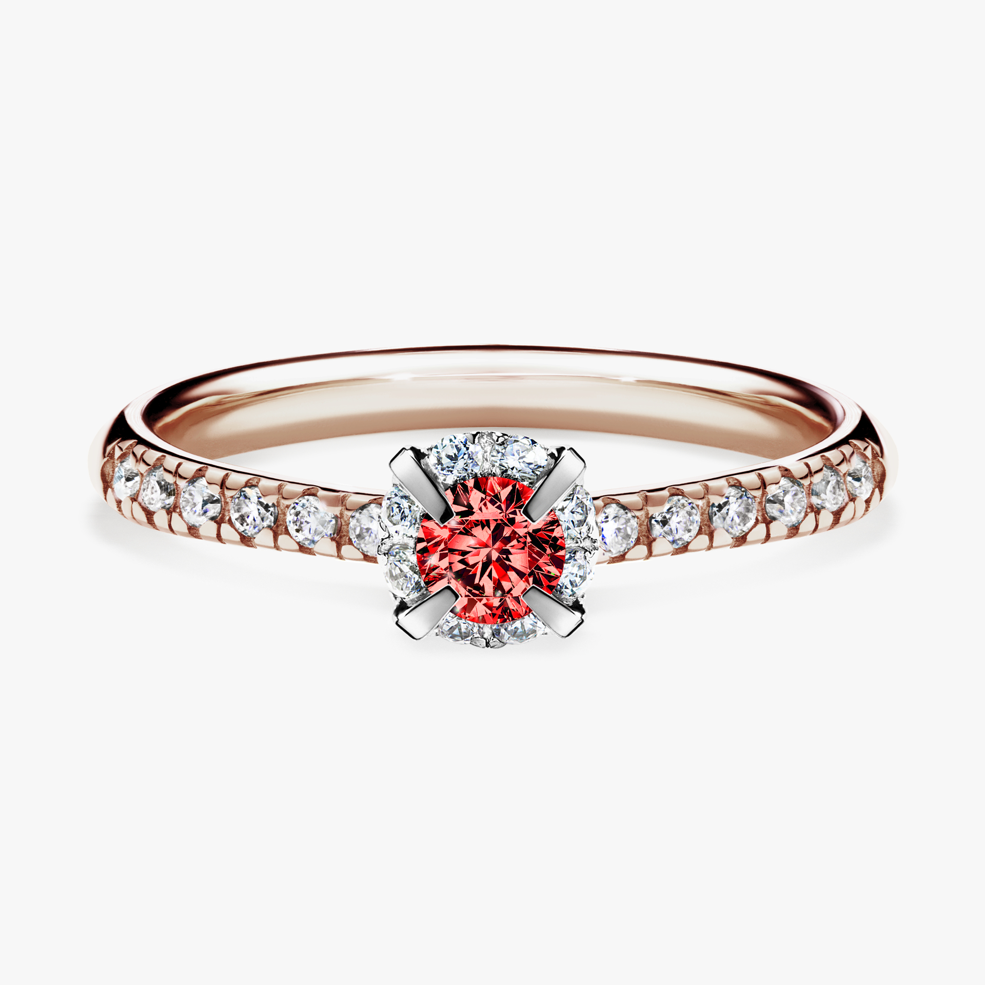 Pierścionek zaręczynowy My Princess z różowego złota z czerwonym diamentem 0,28ct