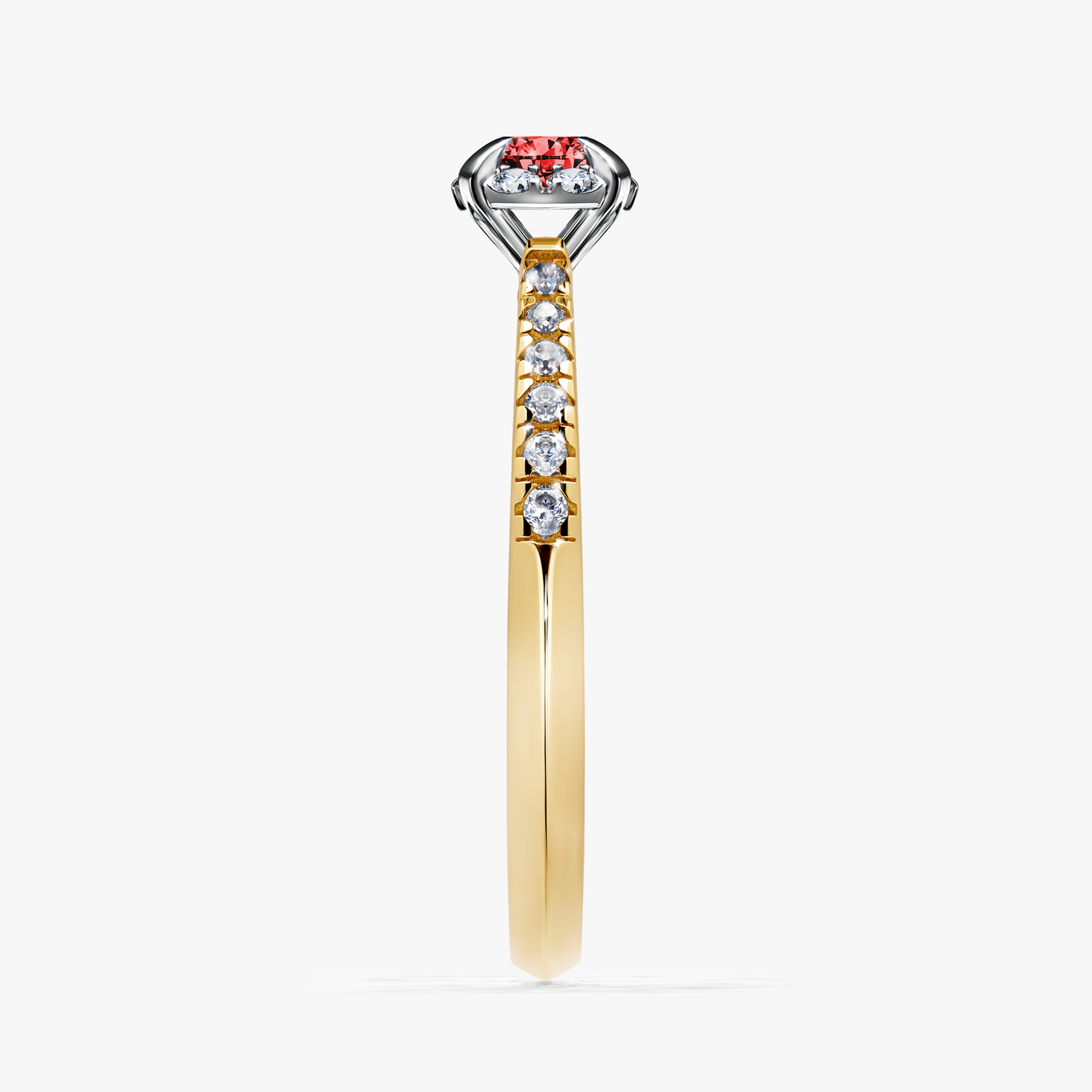 Pierścionek zaręczynowy My Princess z żółtego złota z czerwonym diamentem 0,28ct