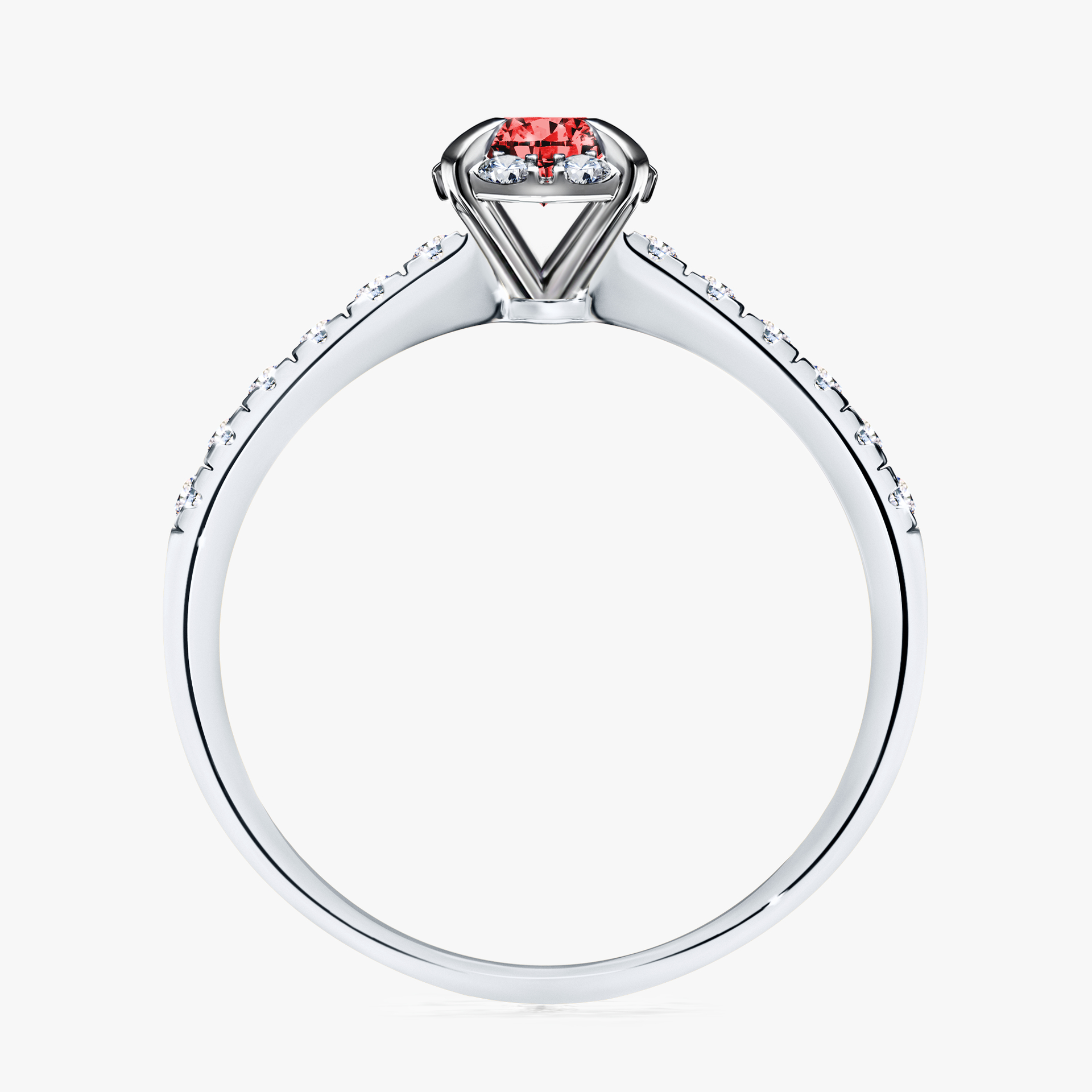 Pierścionek zaręczynowy My Princess z białego złota z czerwonym diamentem 0,47ct