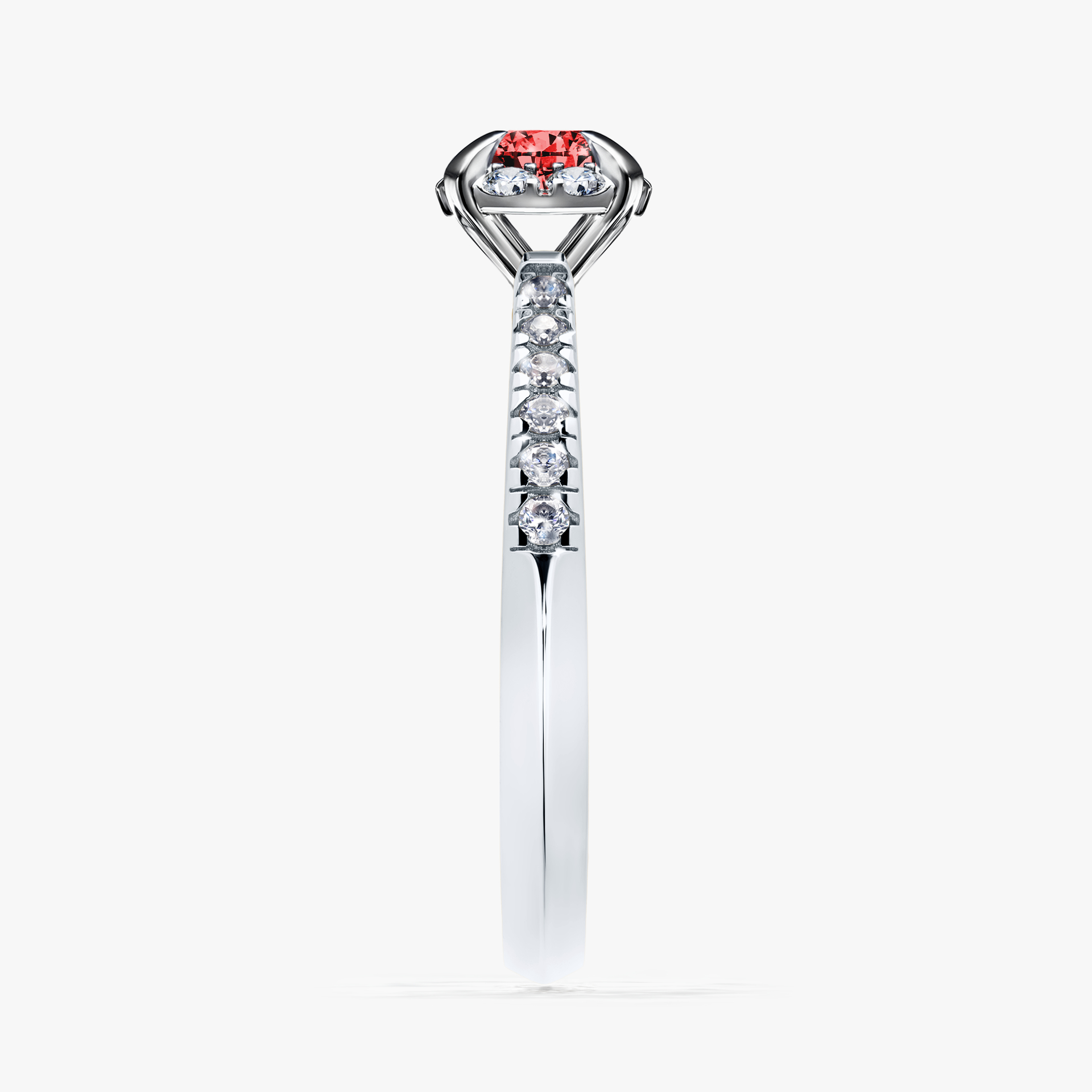 Pierścionek zaręczynowy My Princess z białego złota z czerwonym diamentem 0,47ct