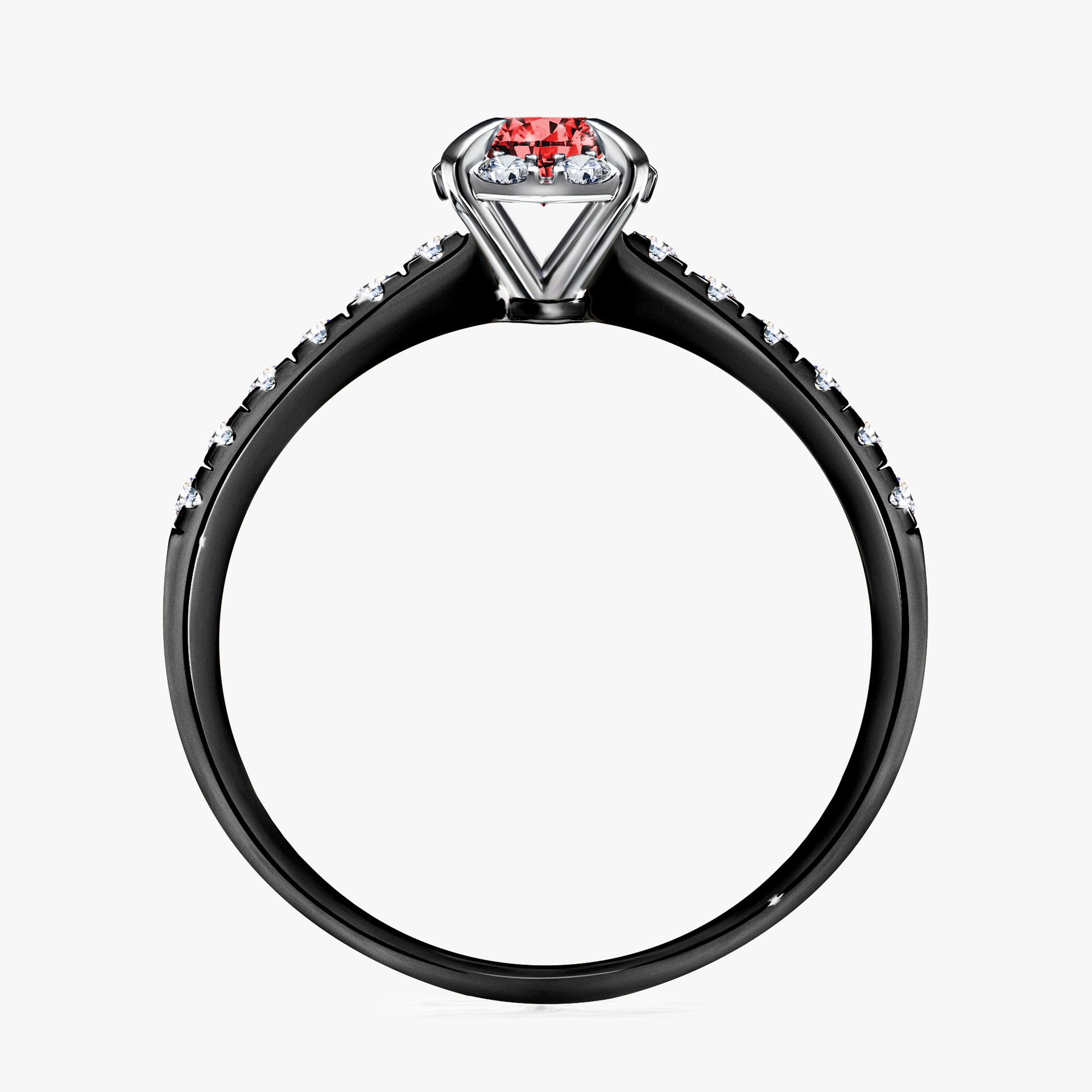 Pierścionek zaręczynowy My Princess z czarnego złota z czerwonym diamentem 0,47ct