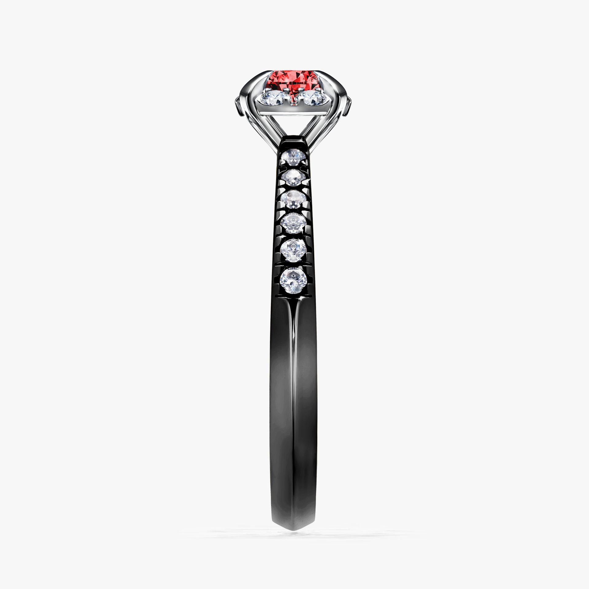 Pierścionek zaręczynowy My Princess z czarnego złota z czerwonym diamentem 0,47ct