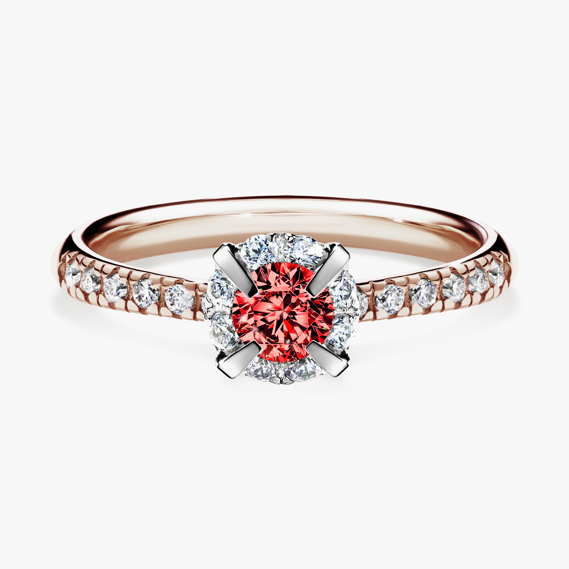 Pierścionek zaręczynowy My Princess z różowego złota z czerwonym diamentem 0,47ct