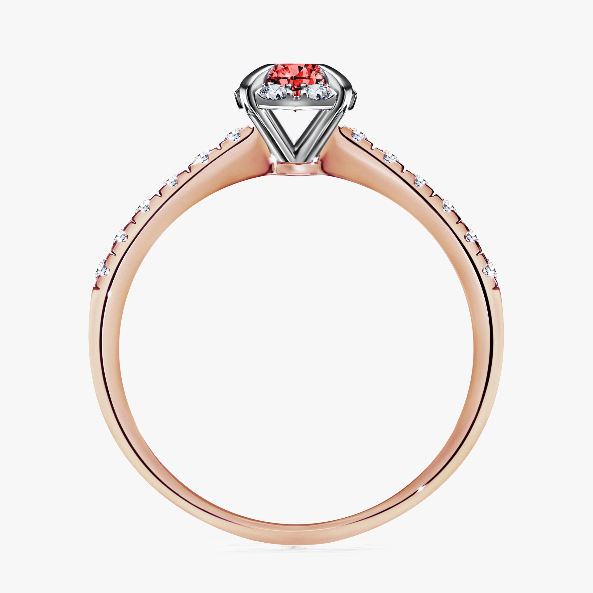 Pierścionek zaręczynowy My Princess z różowego złota z czerwonym diamentem 0,47ct