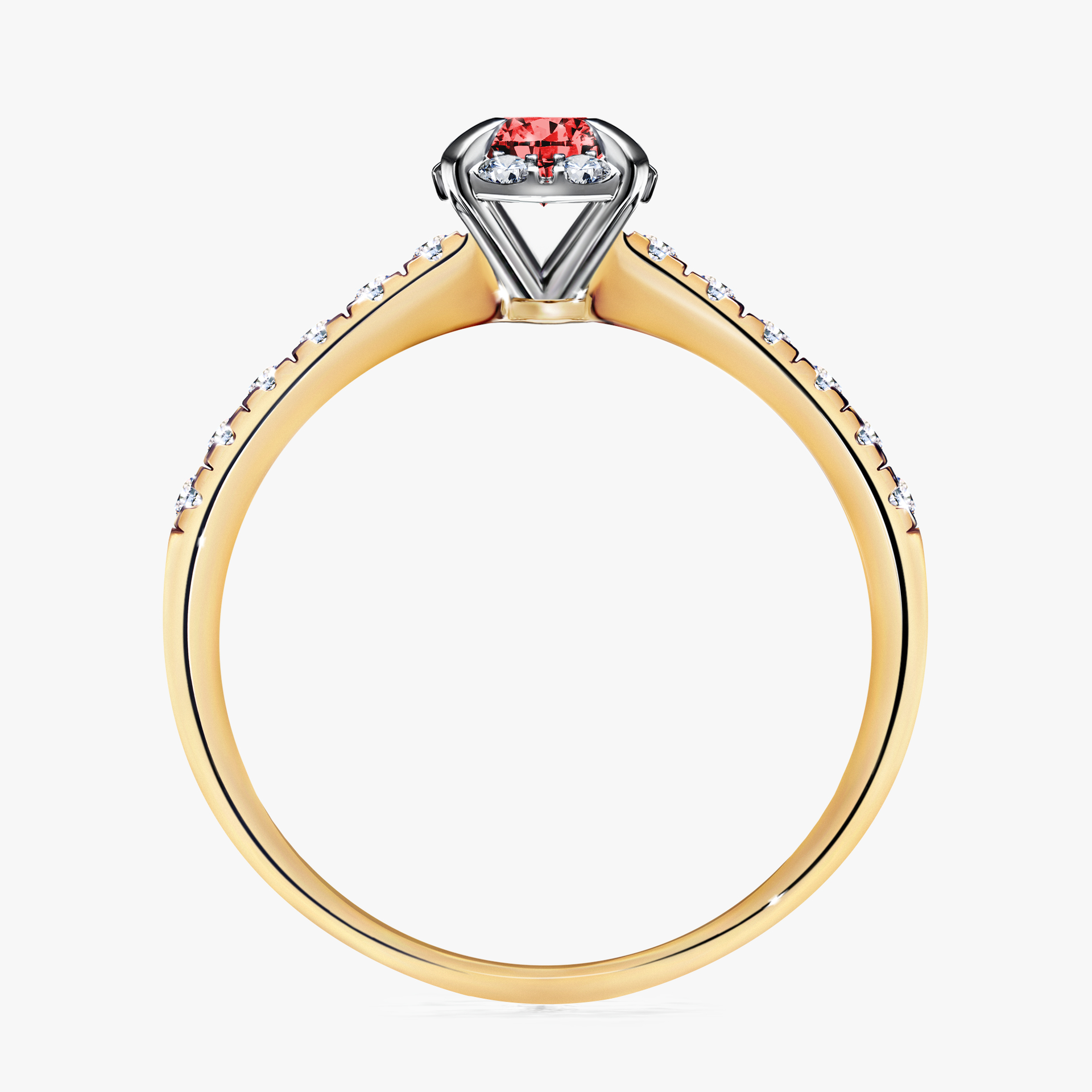 Pierścionek zaręczynowy My Princess z żółtego złota z czerwonym diamentem 0,47ct