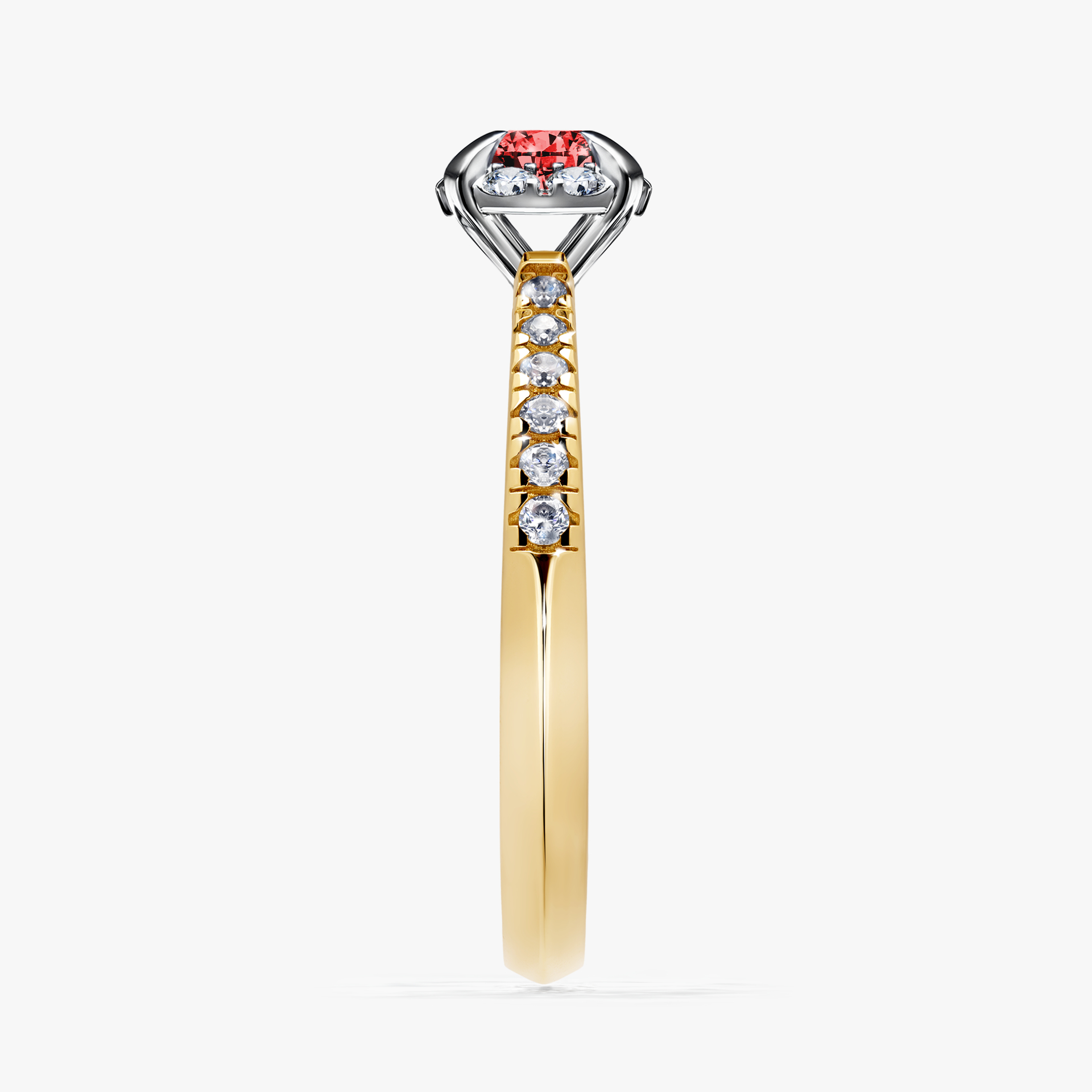 Pierścionek zaręczynowy My Princess z żółtego złota z czerwonym diamentem 0,47ct