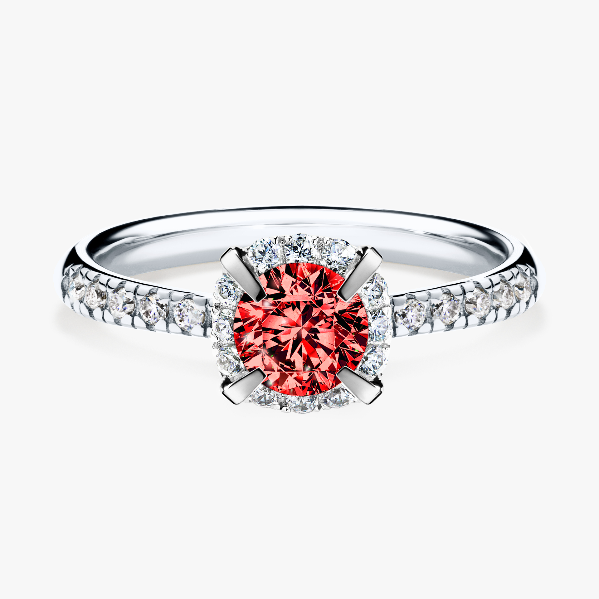 Pierścionek zaręczynowy My Princess z białego złota z czerwonym diamentem 0,76ct