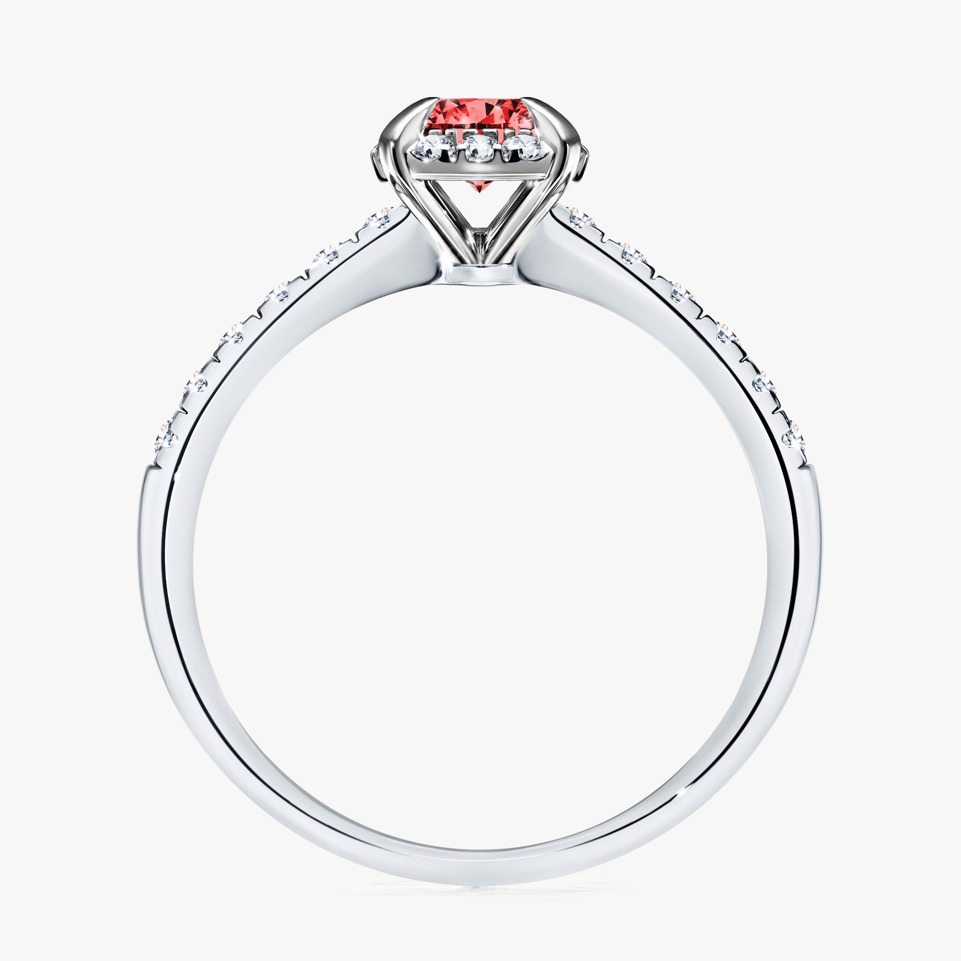 Pierścionek zaręczynowy My Princess z białego złota z czerwonym diamentem 0,76ct